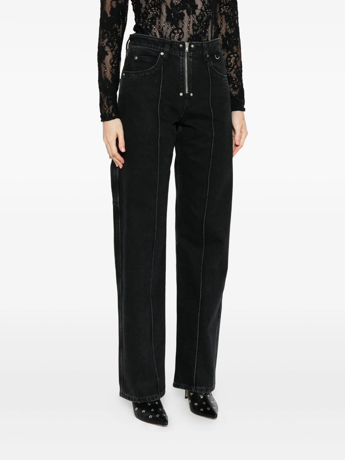 Stely zip-fly panelled jeans