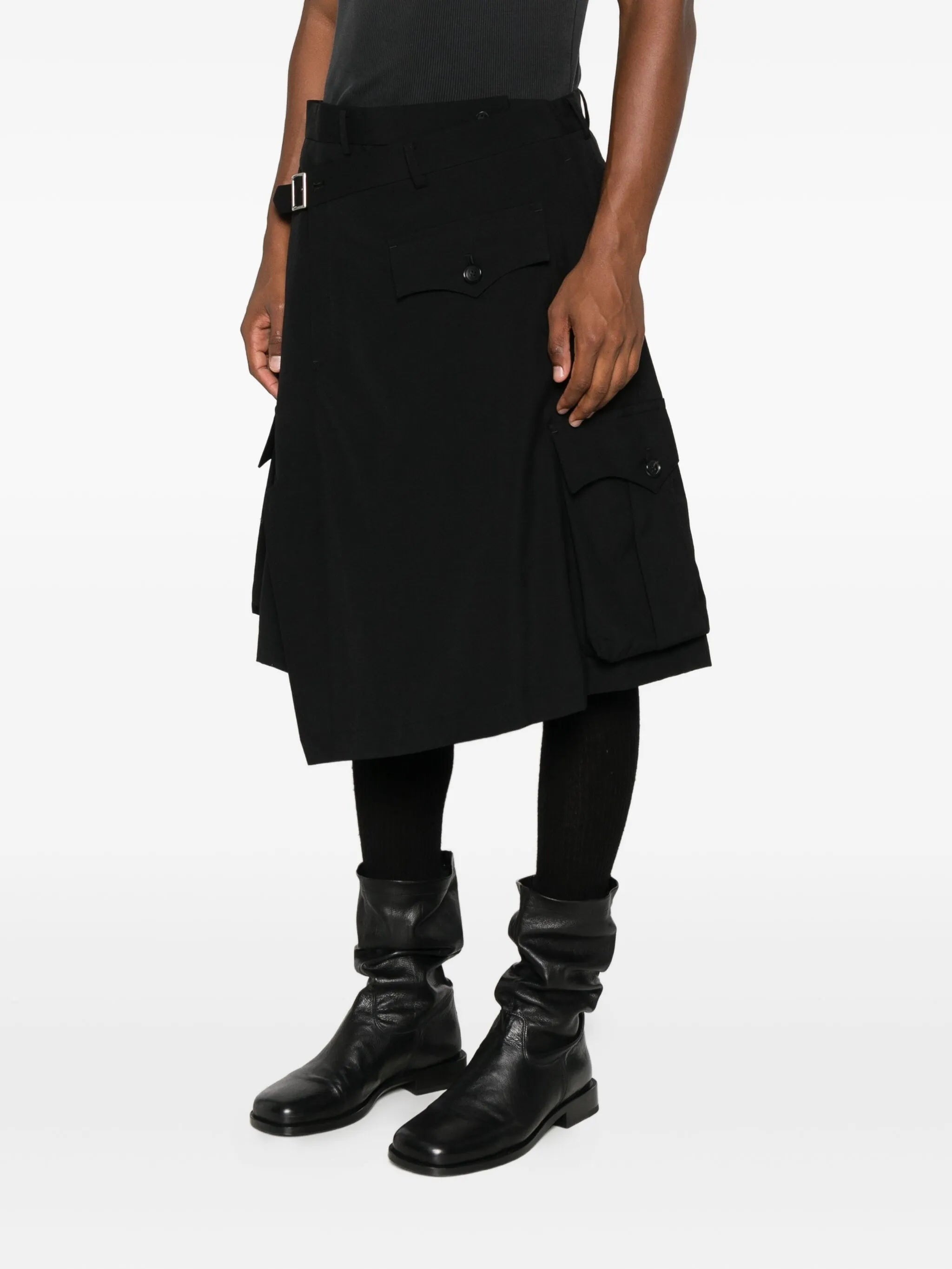 layered pocket-detail skirt