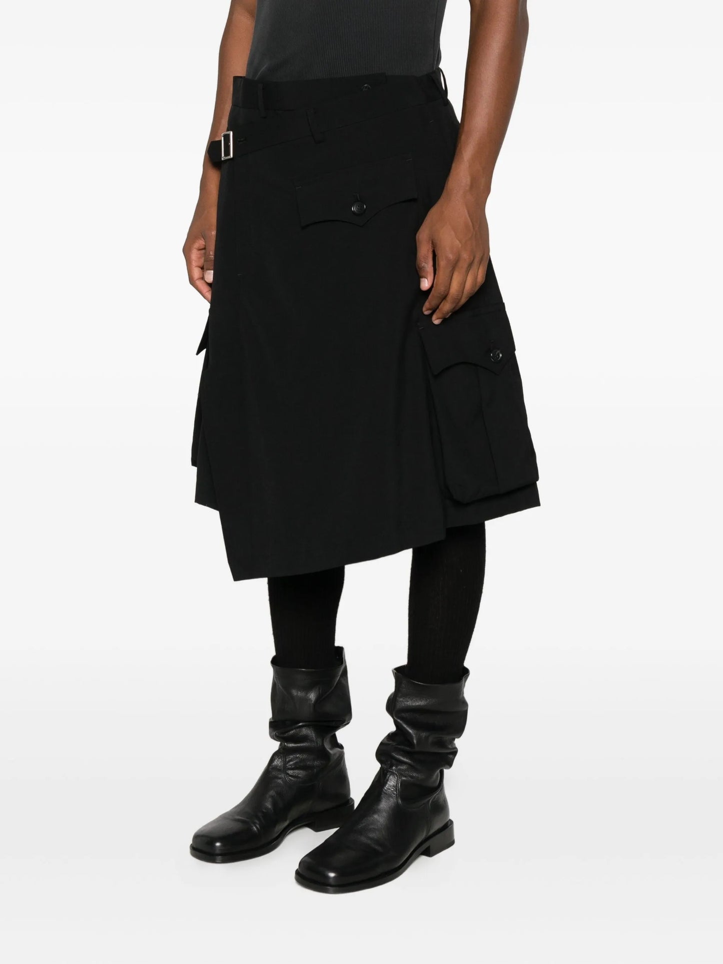 layered pocket-detail skirt
