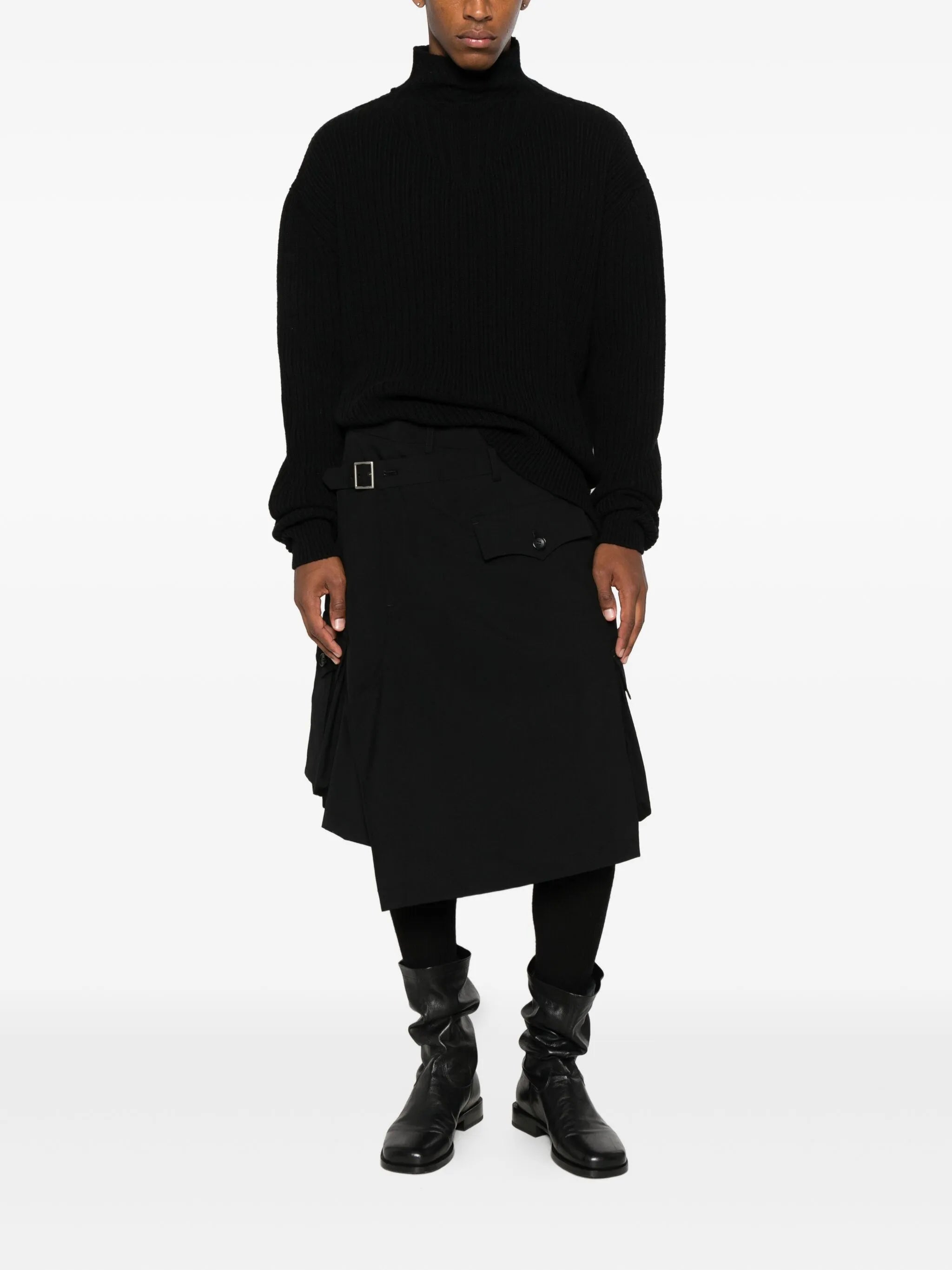 layered pocket-detail skirt