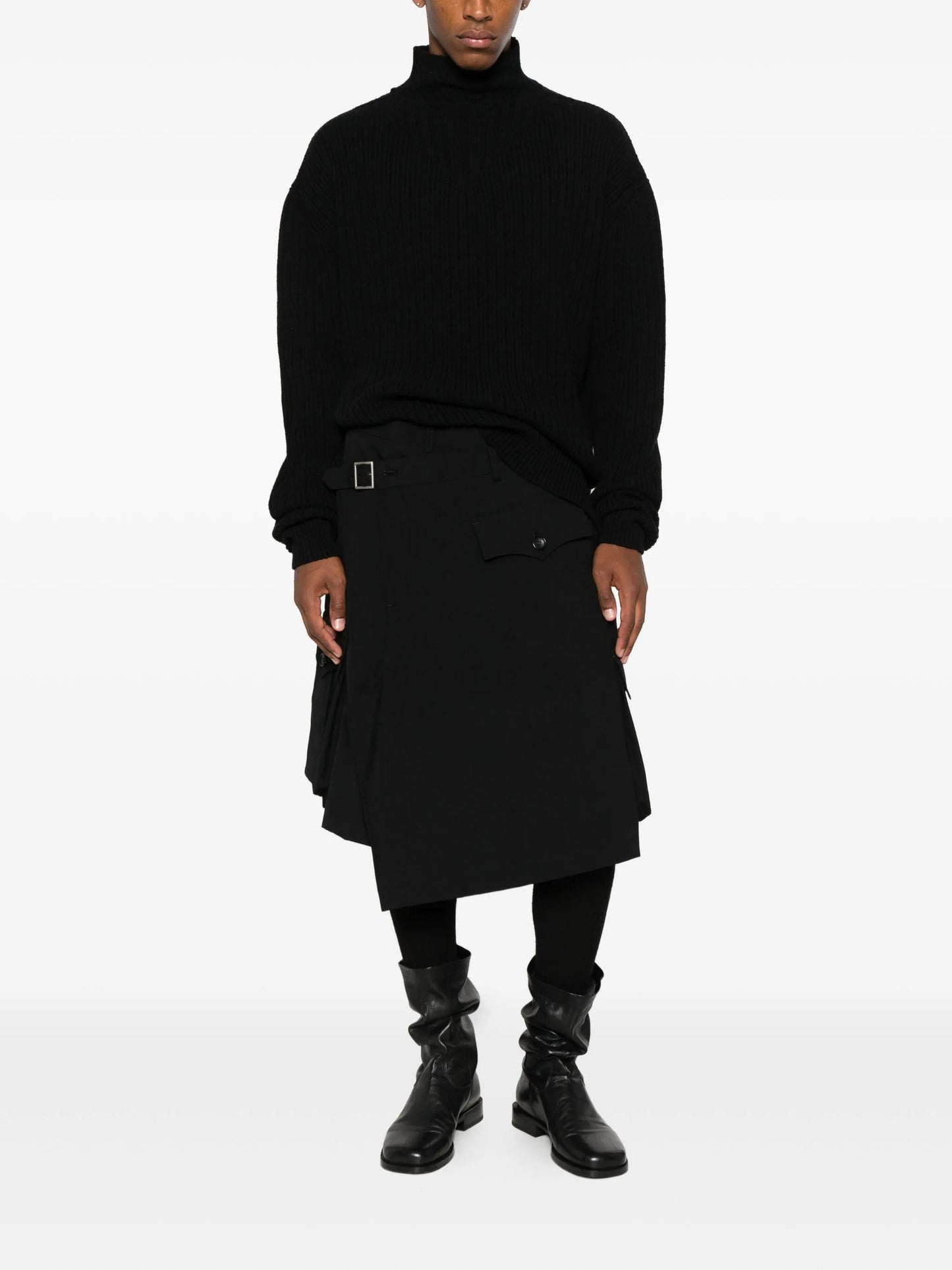 layered pocket-detail skirt