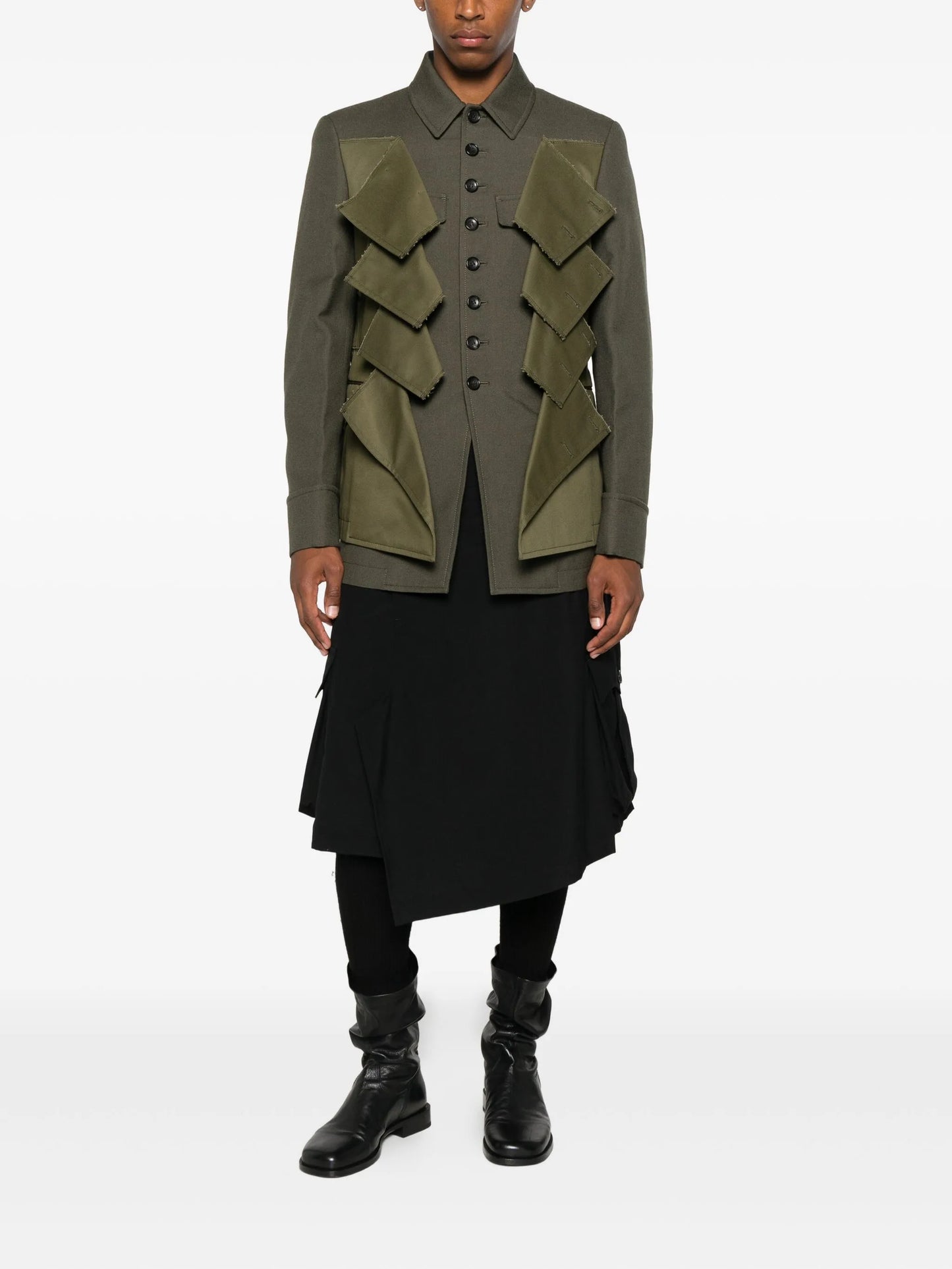 panelled wool gabardine jacket