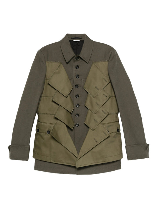 panelled wool gabardine jacket