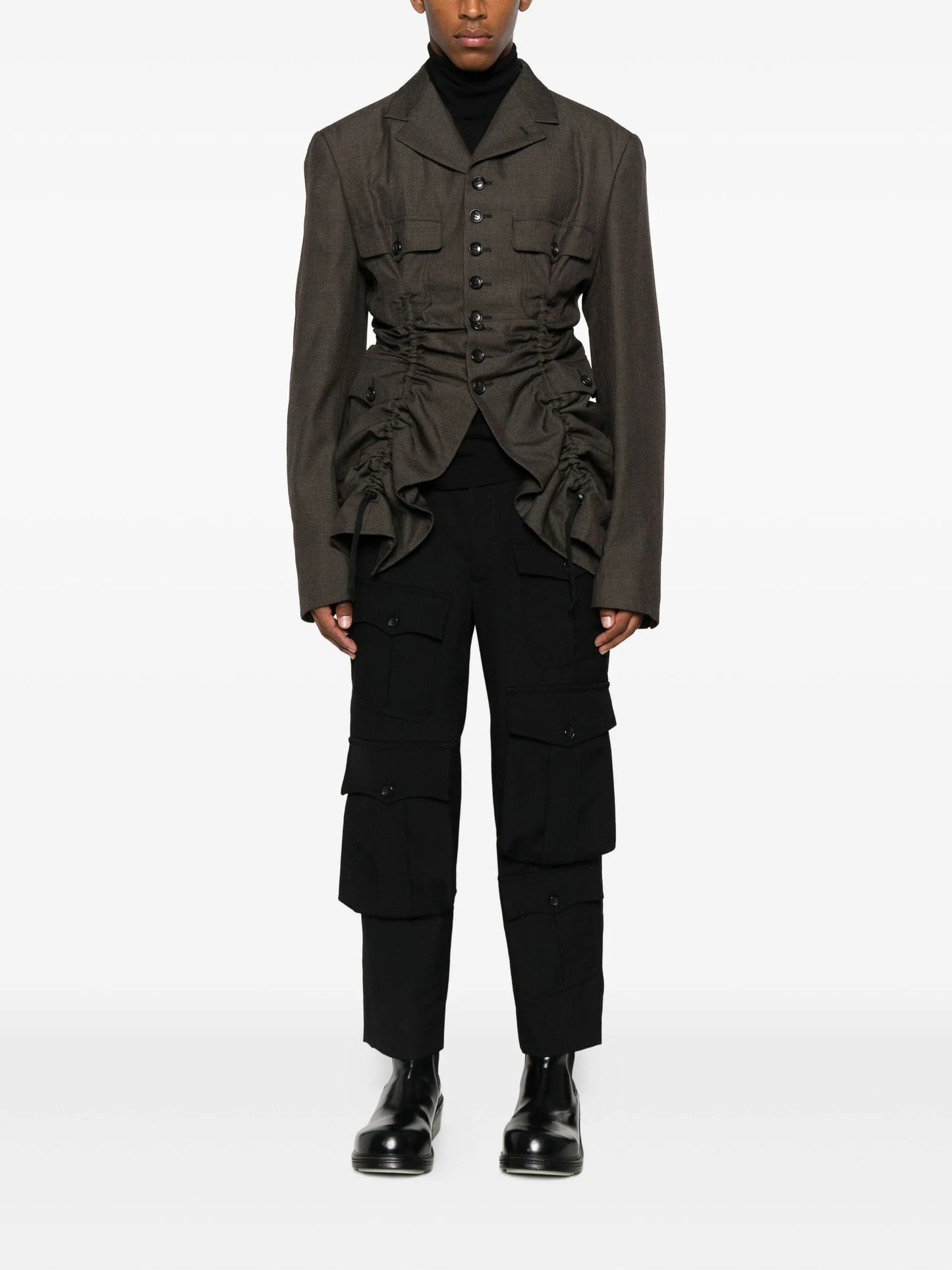 ruched gabardine jacket