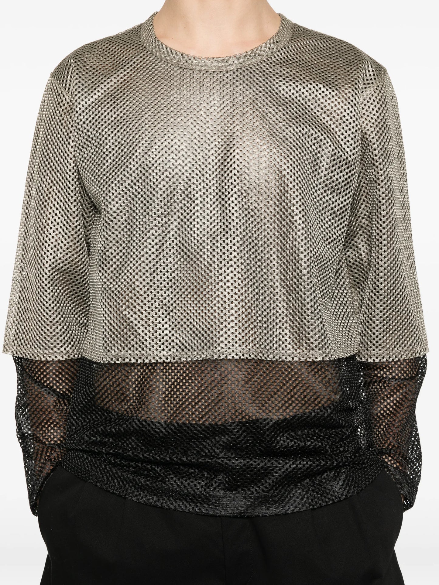 mesh layered long-sleeve T-shirt