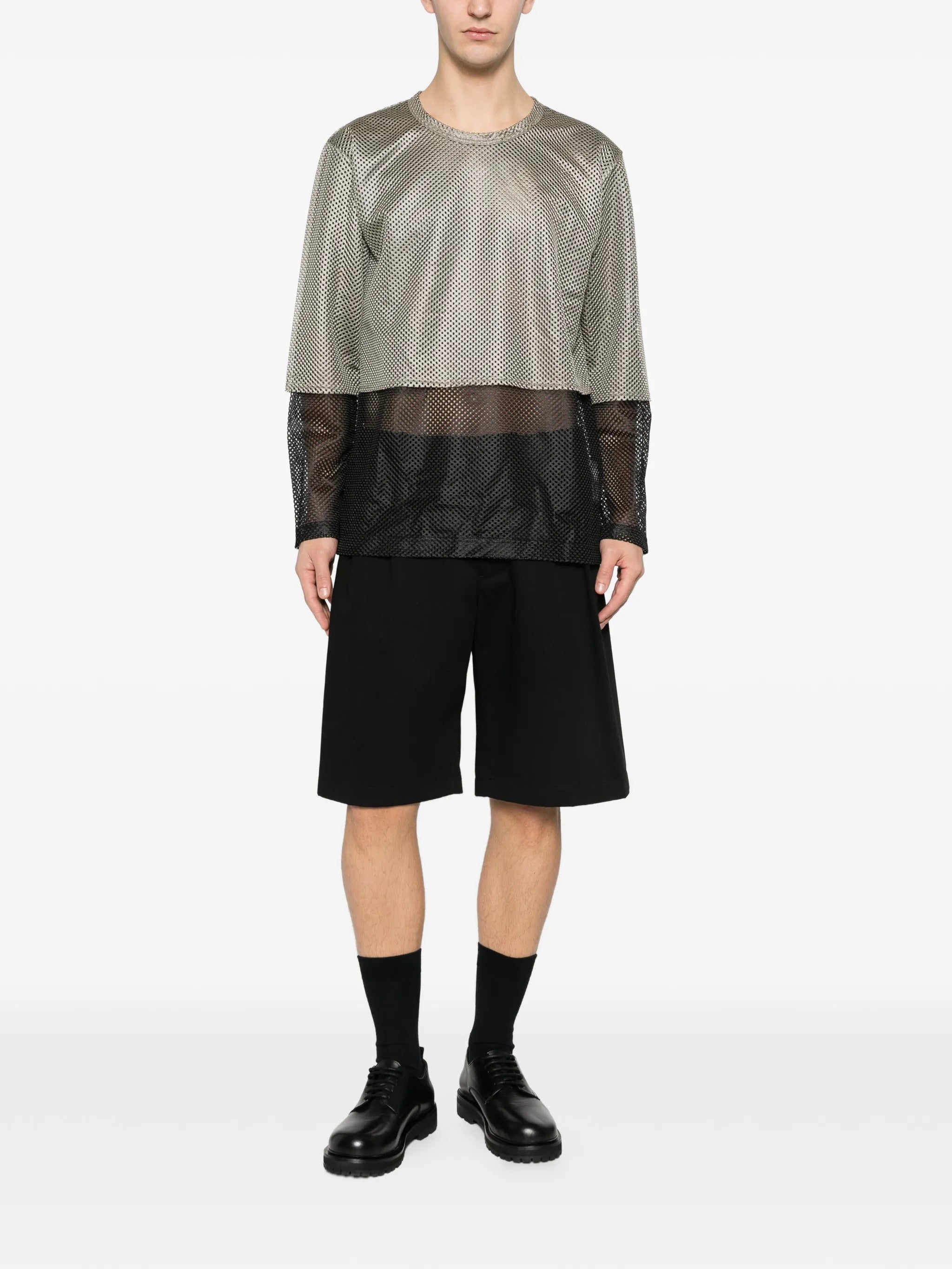 mesh layered long-sleeve T-shirt