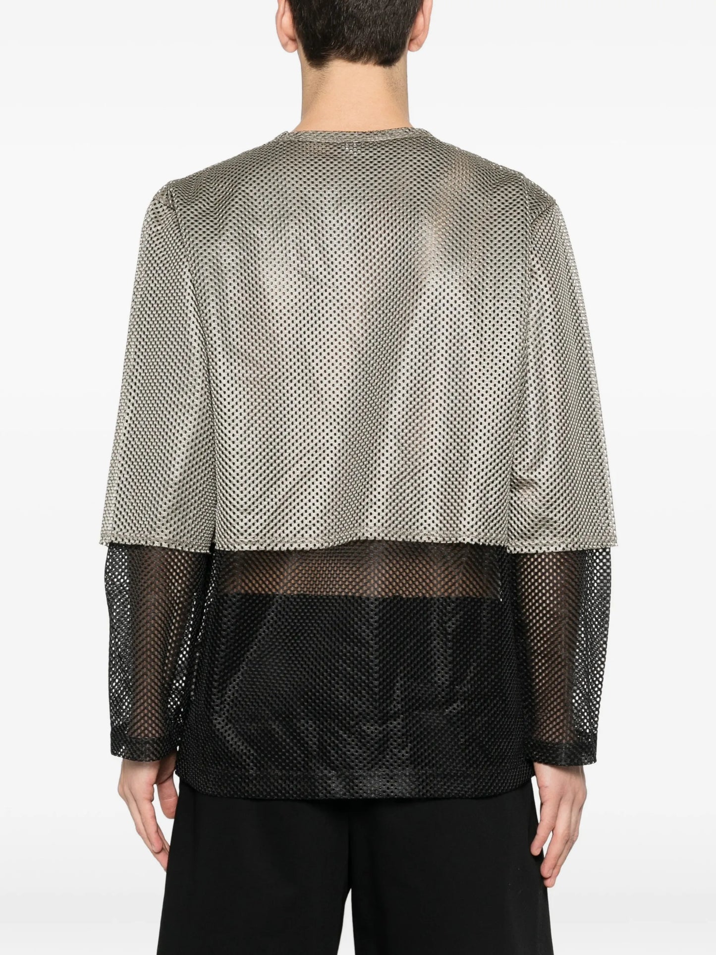 mesh layered long-sleeve T-shirt