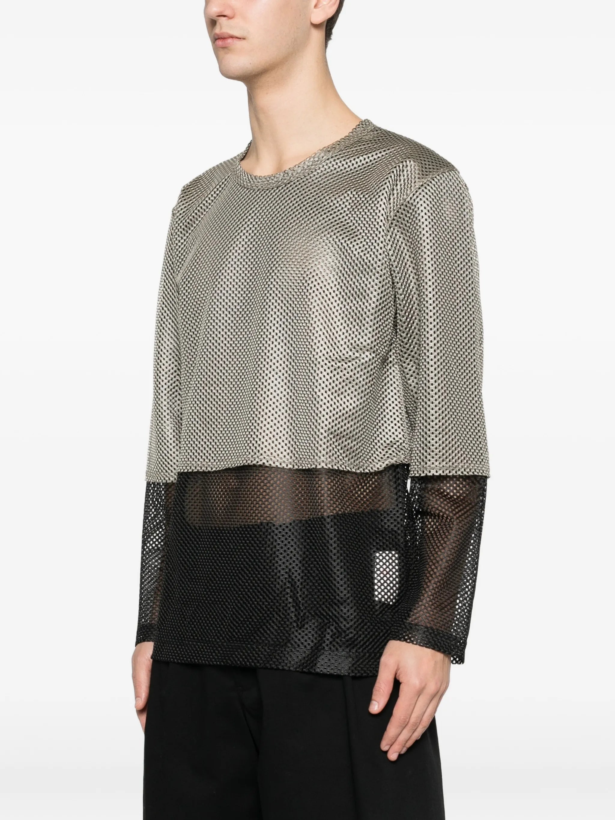 mesh layered long-sleeve T-shirt