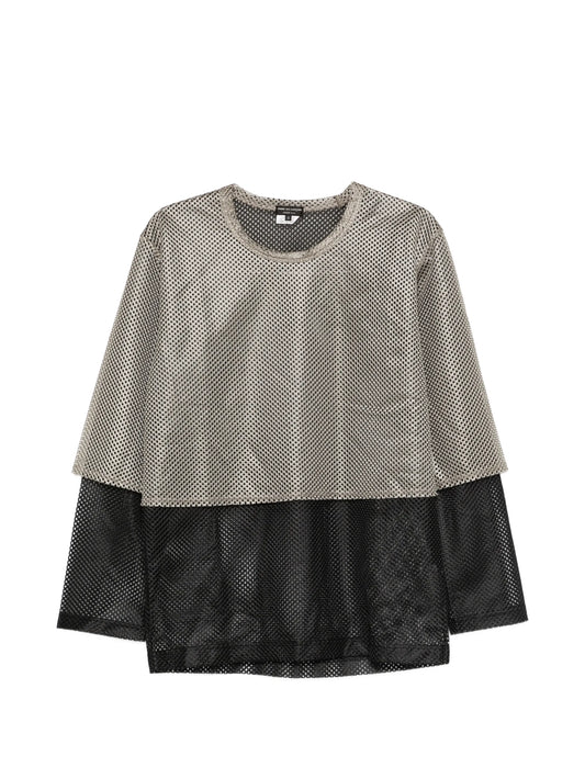 mesh layered long-sleeve T-shirt