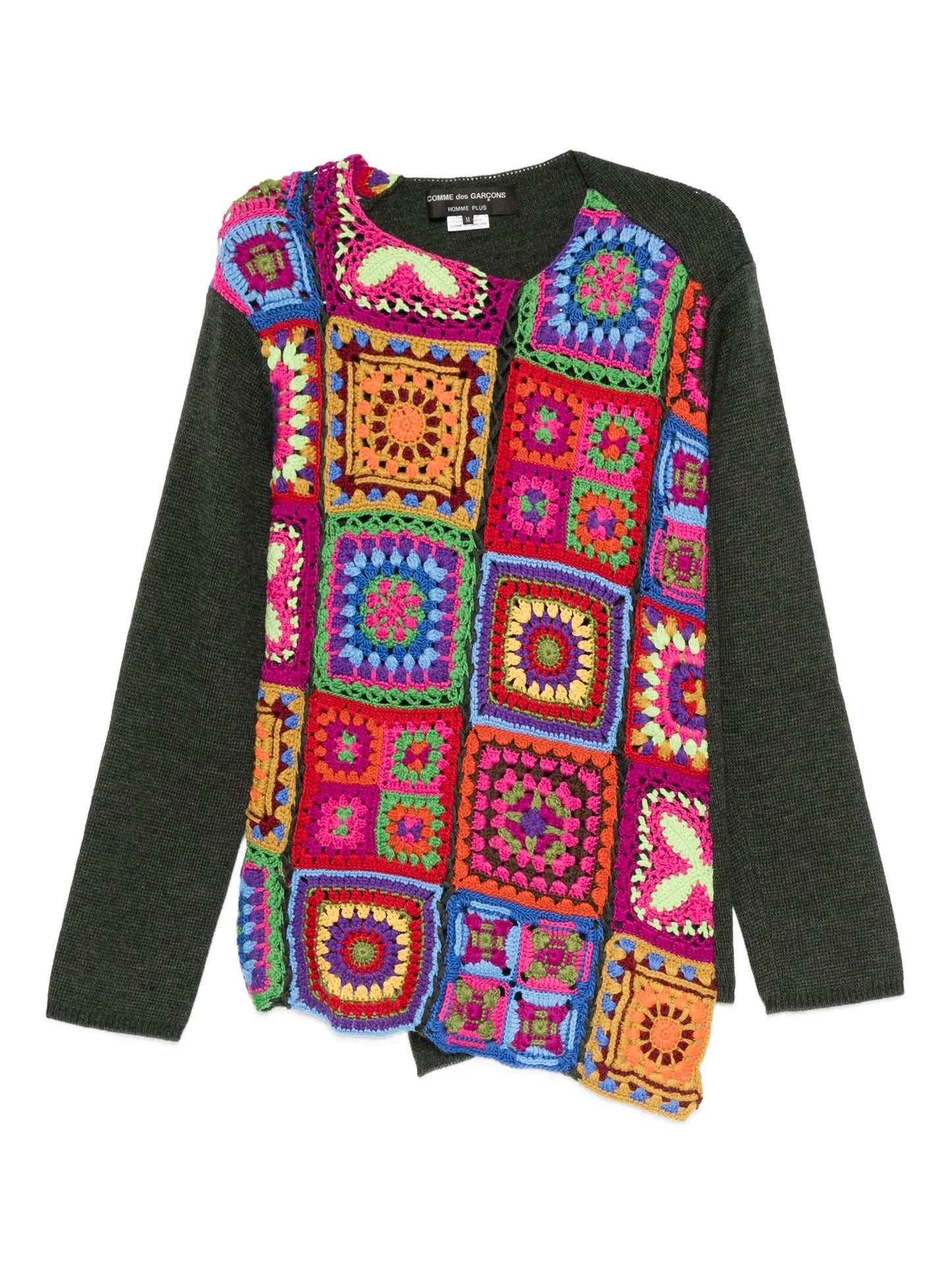 crochet-panel wool sweater