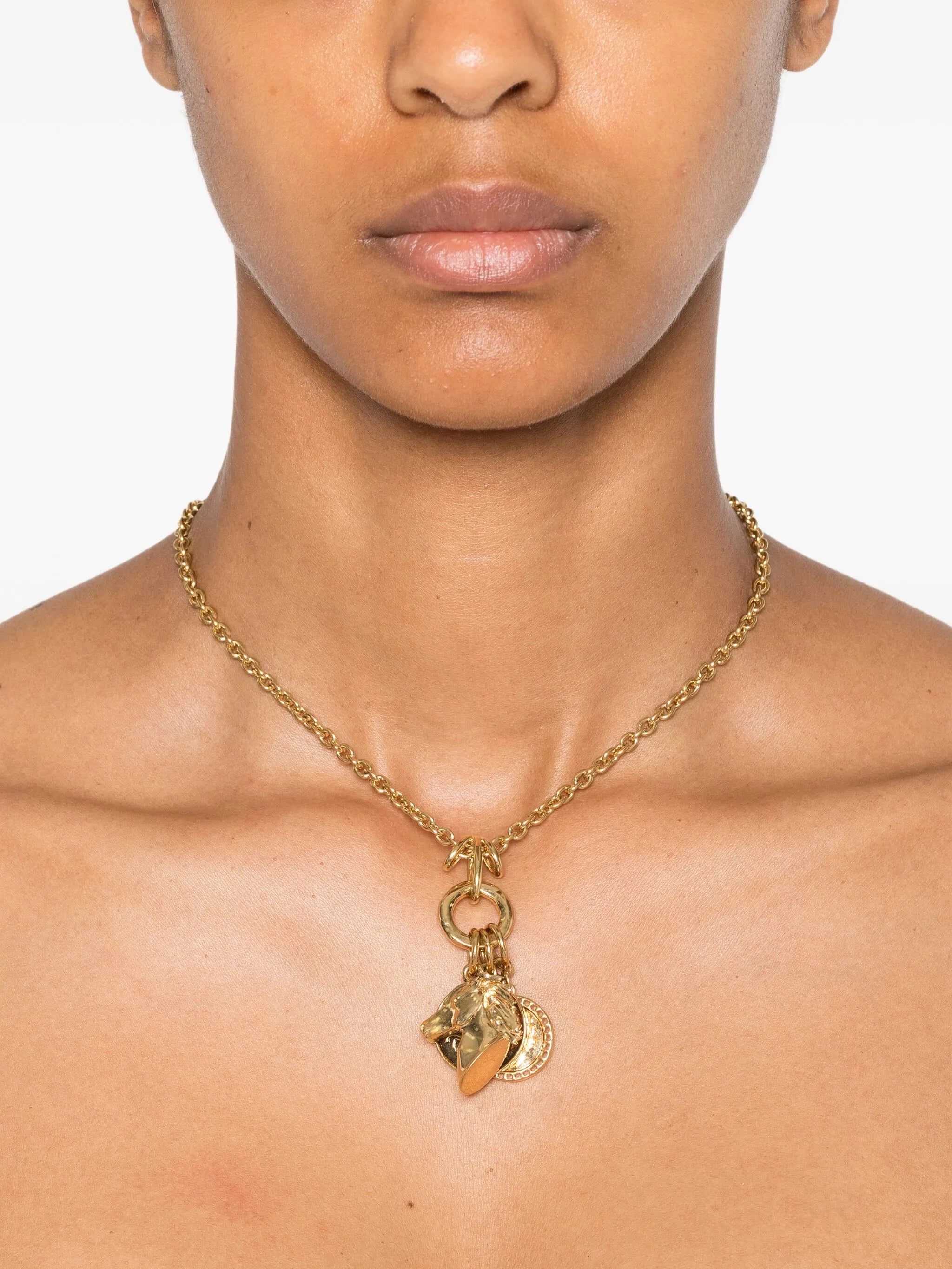 gold-tone charm necklace