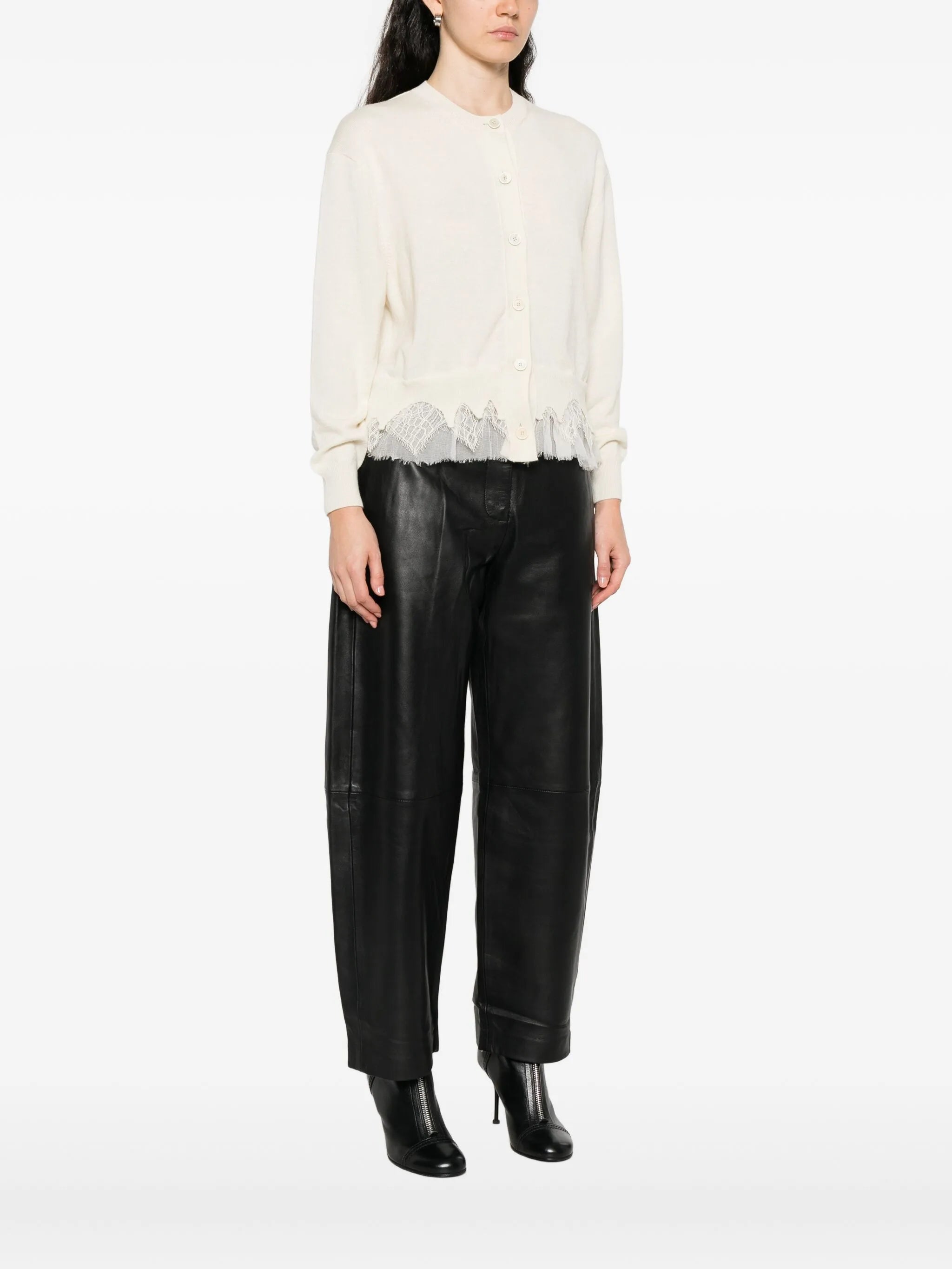 lace-trimmed cardigan