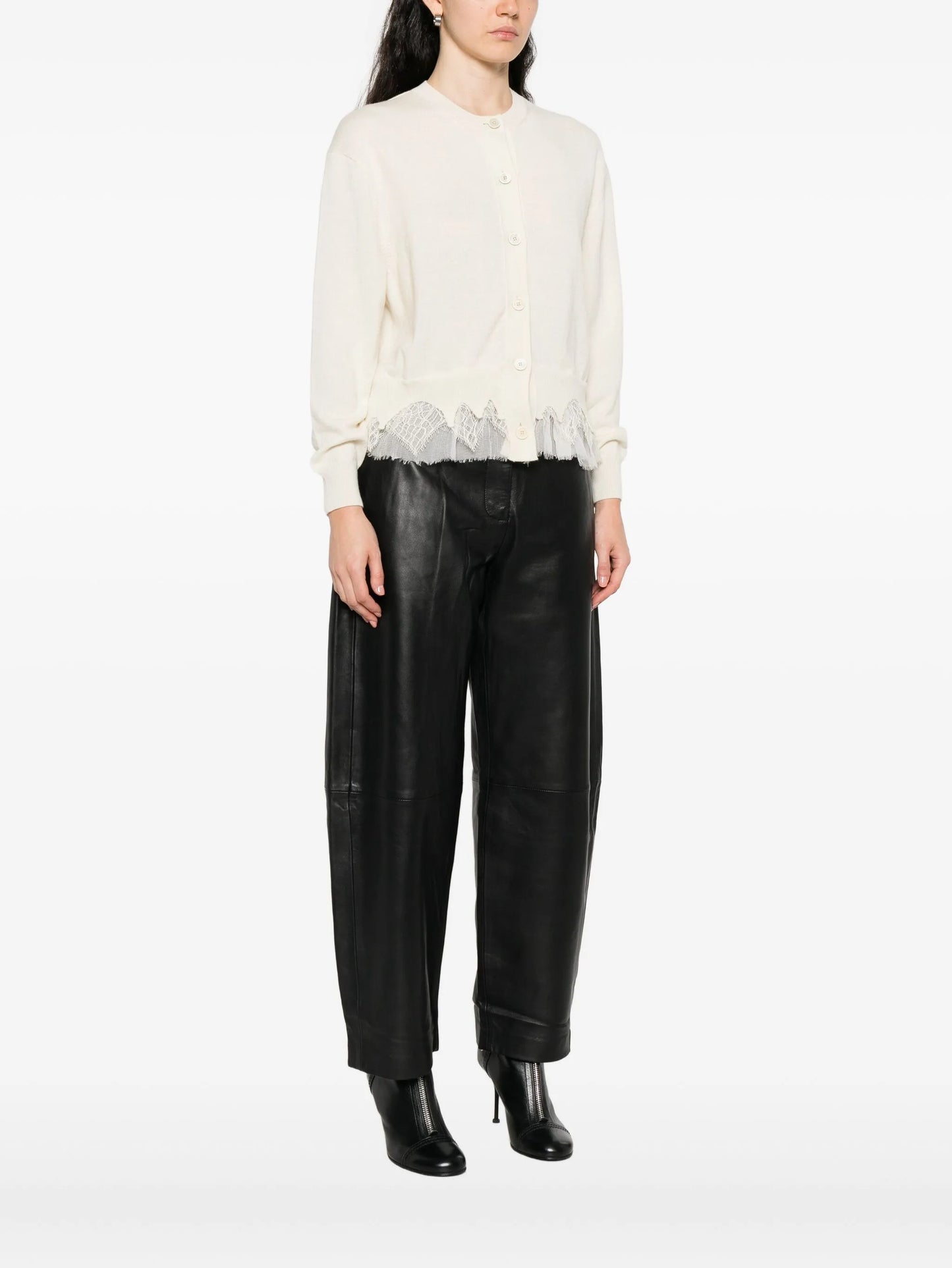 lace-trimmed cardigan