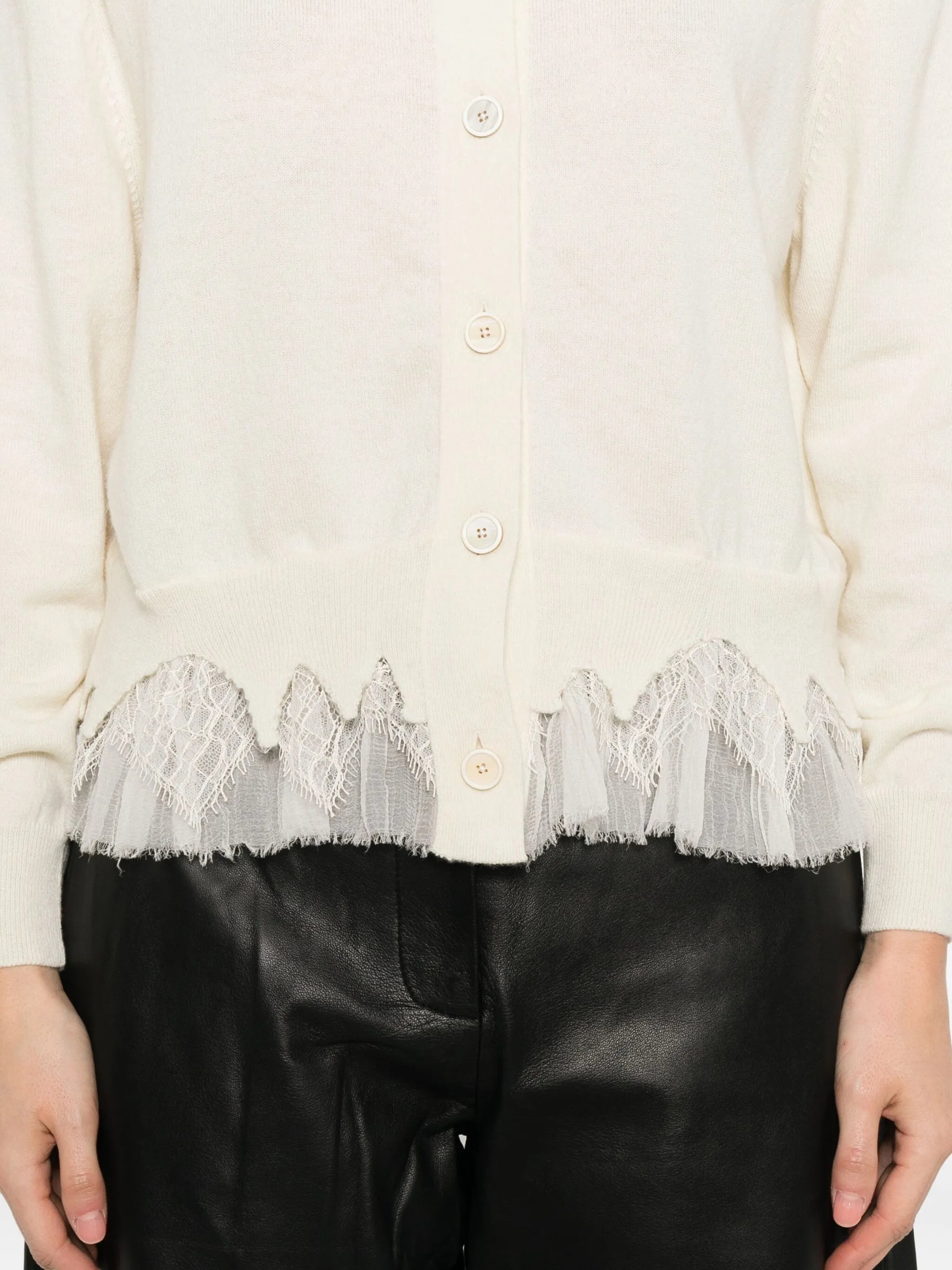lace-trimmed cardigan