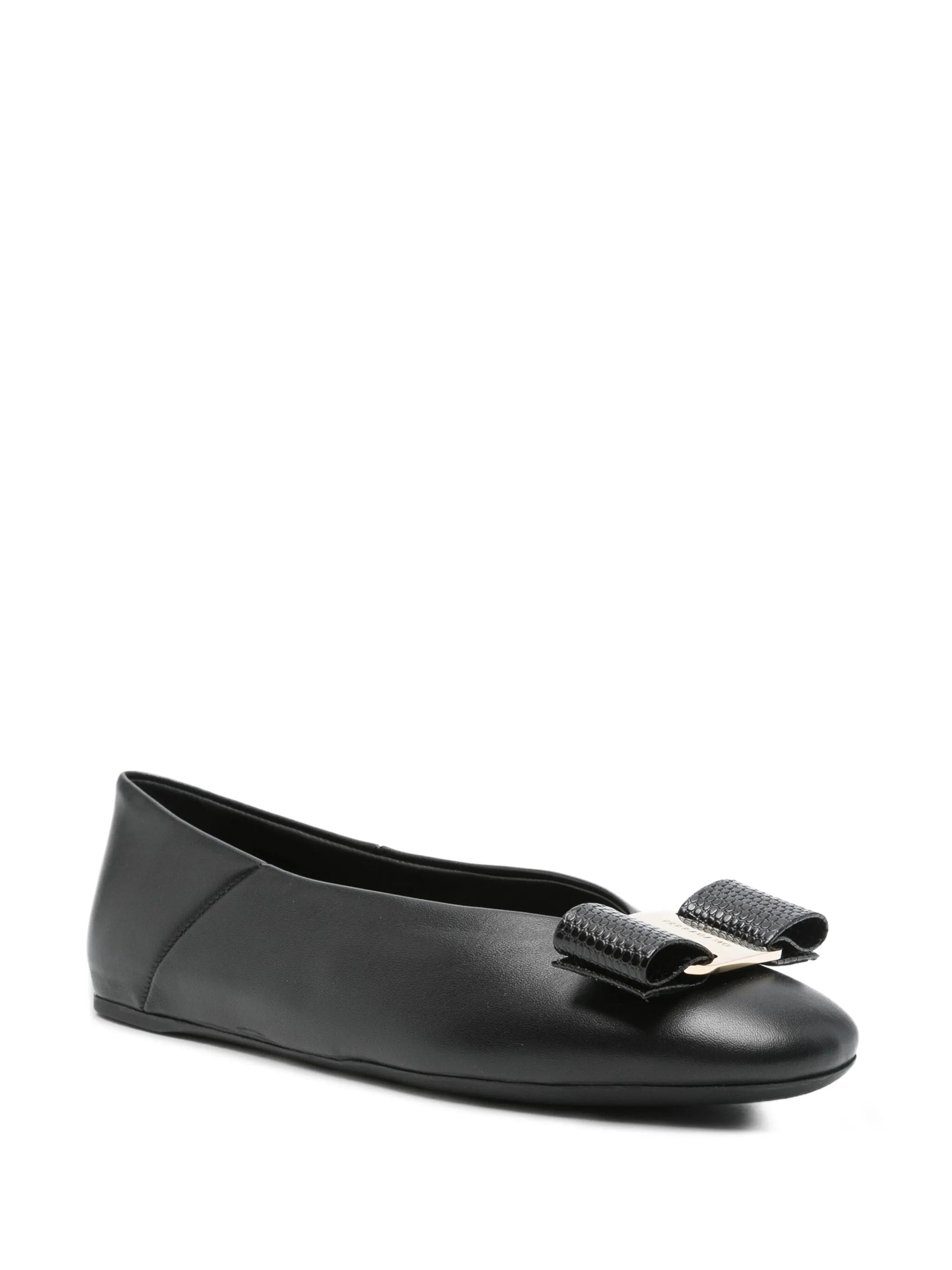Vara bow leather ballet flats