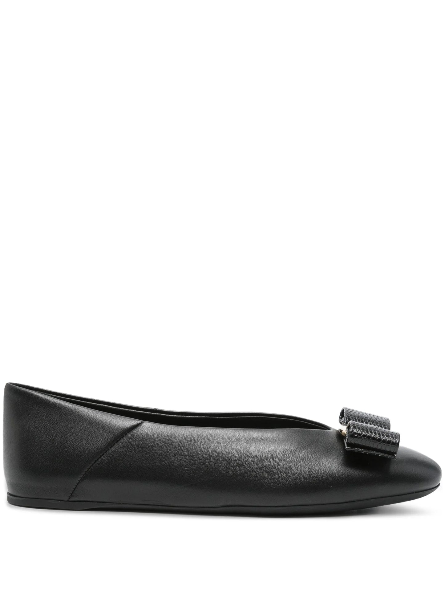 Vara bow leather ballet flats