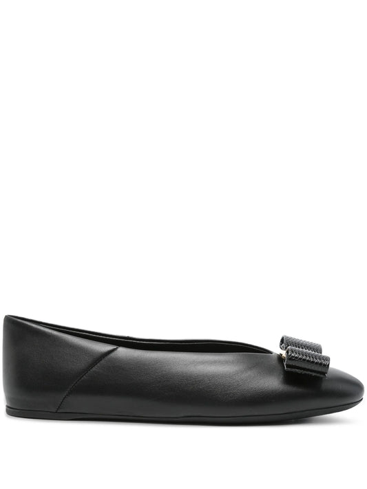 Vara bow leather ballet flats