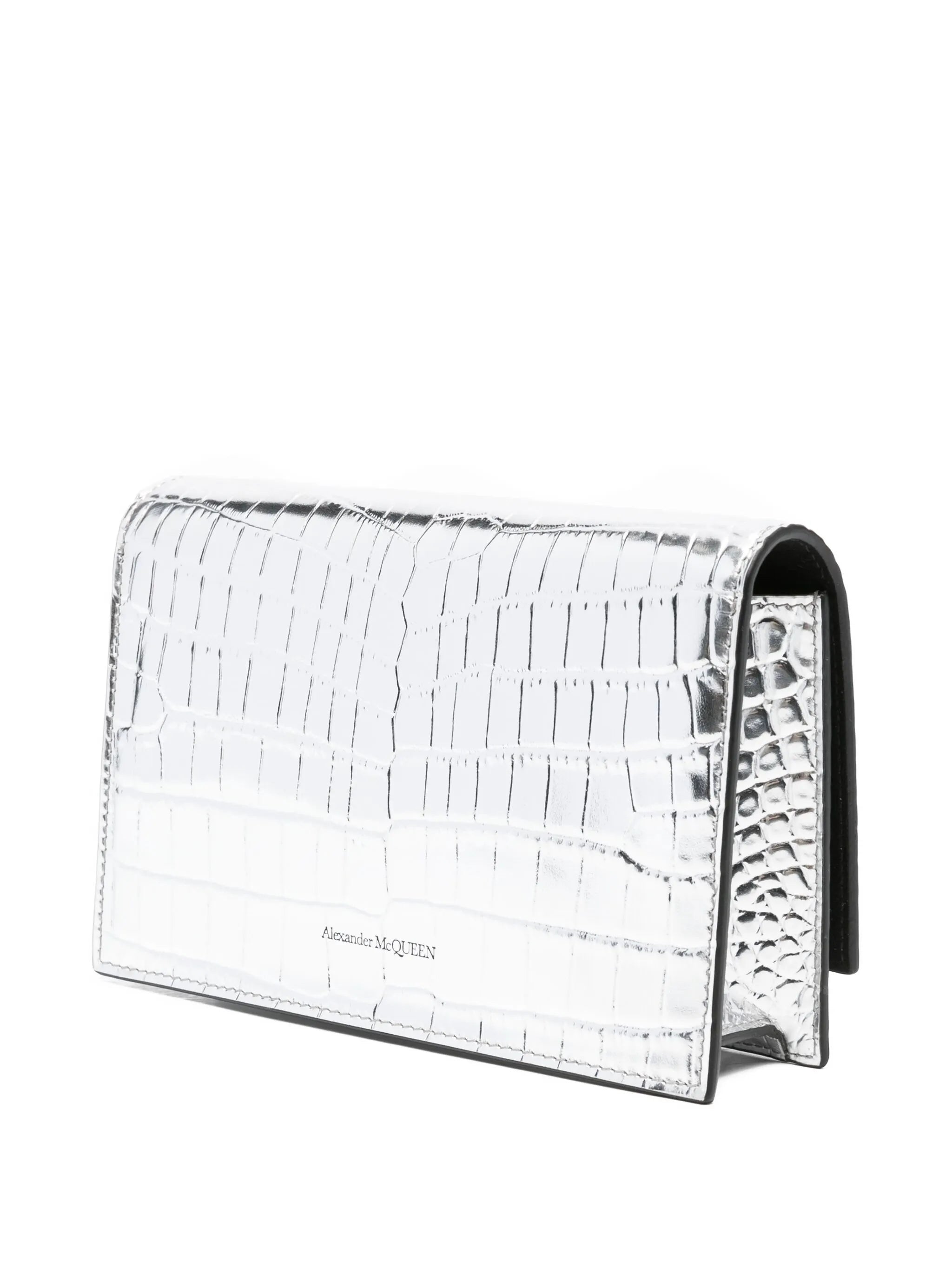 skull-embellished crocodile-effect bag