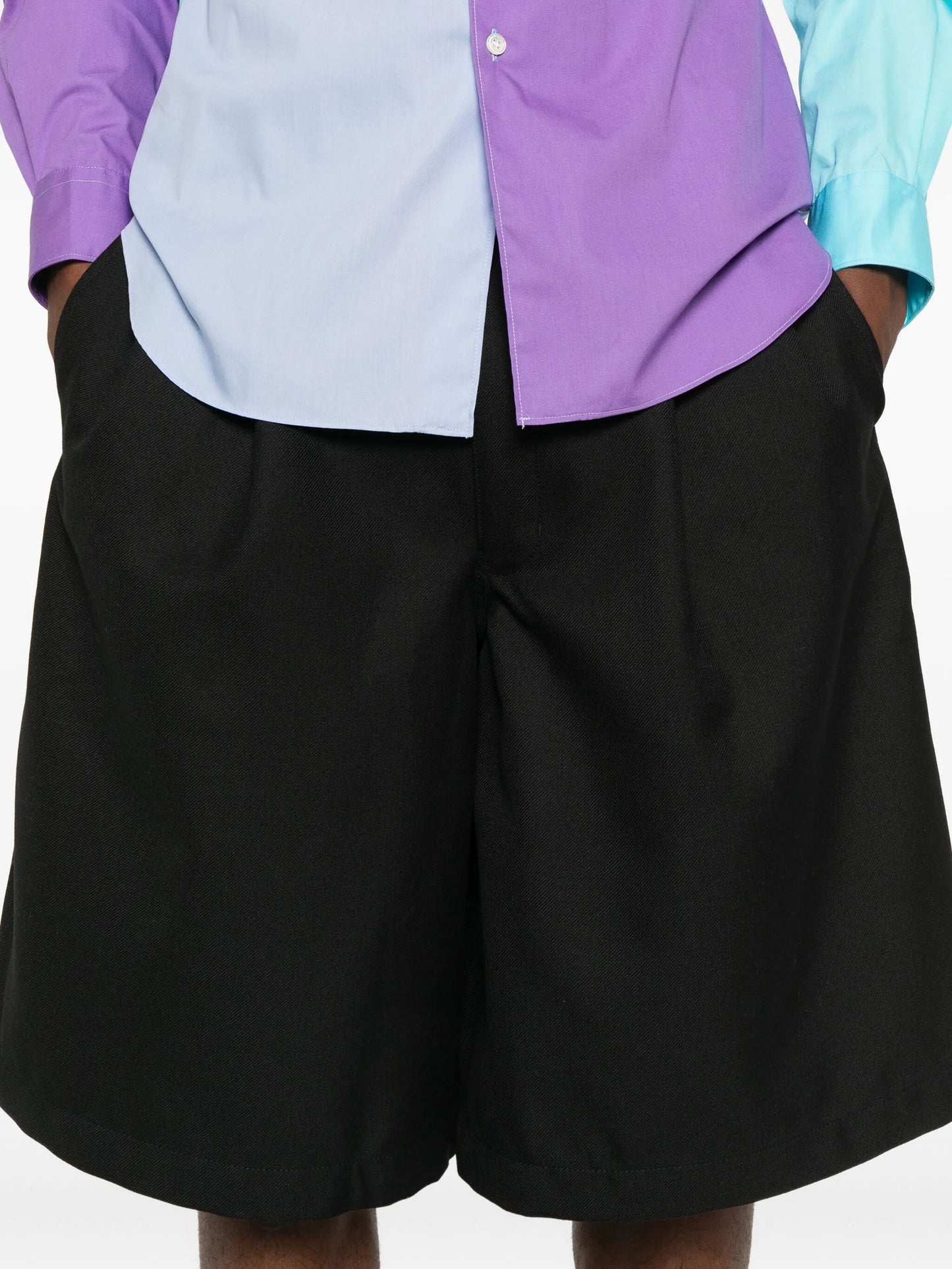 pleated gabardine shorts