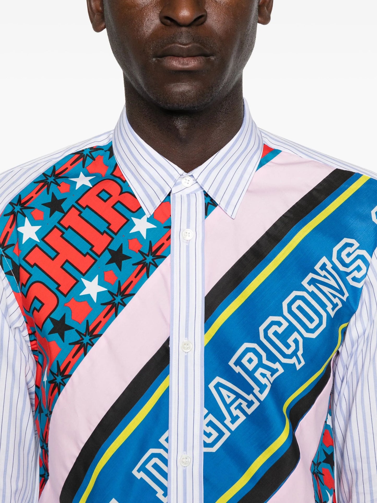 stripe-print panelled shirt