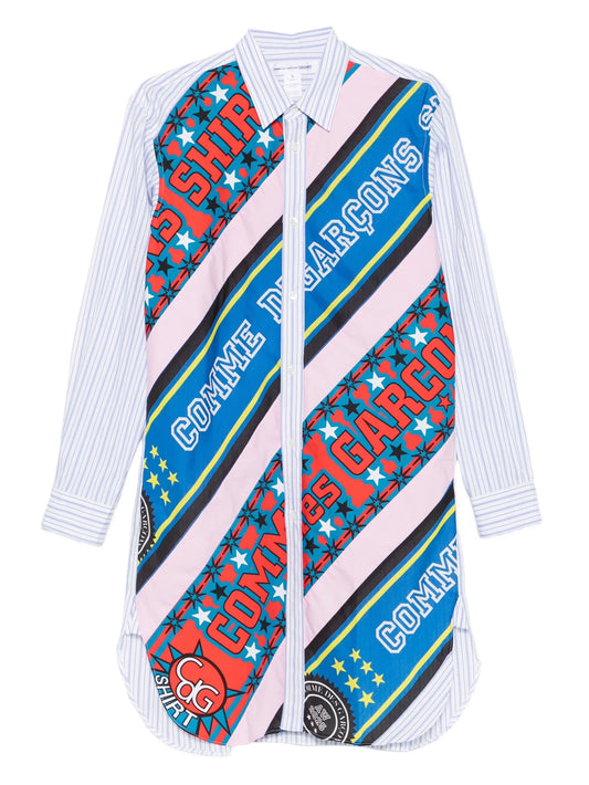 stripe-print panelled shirt