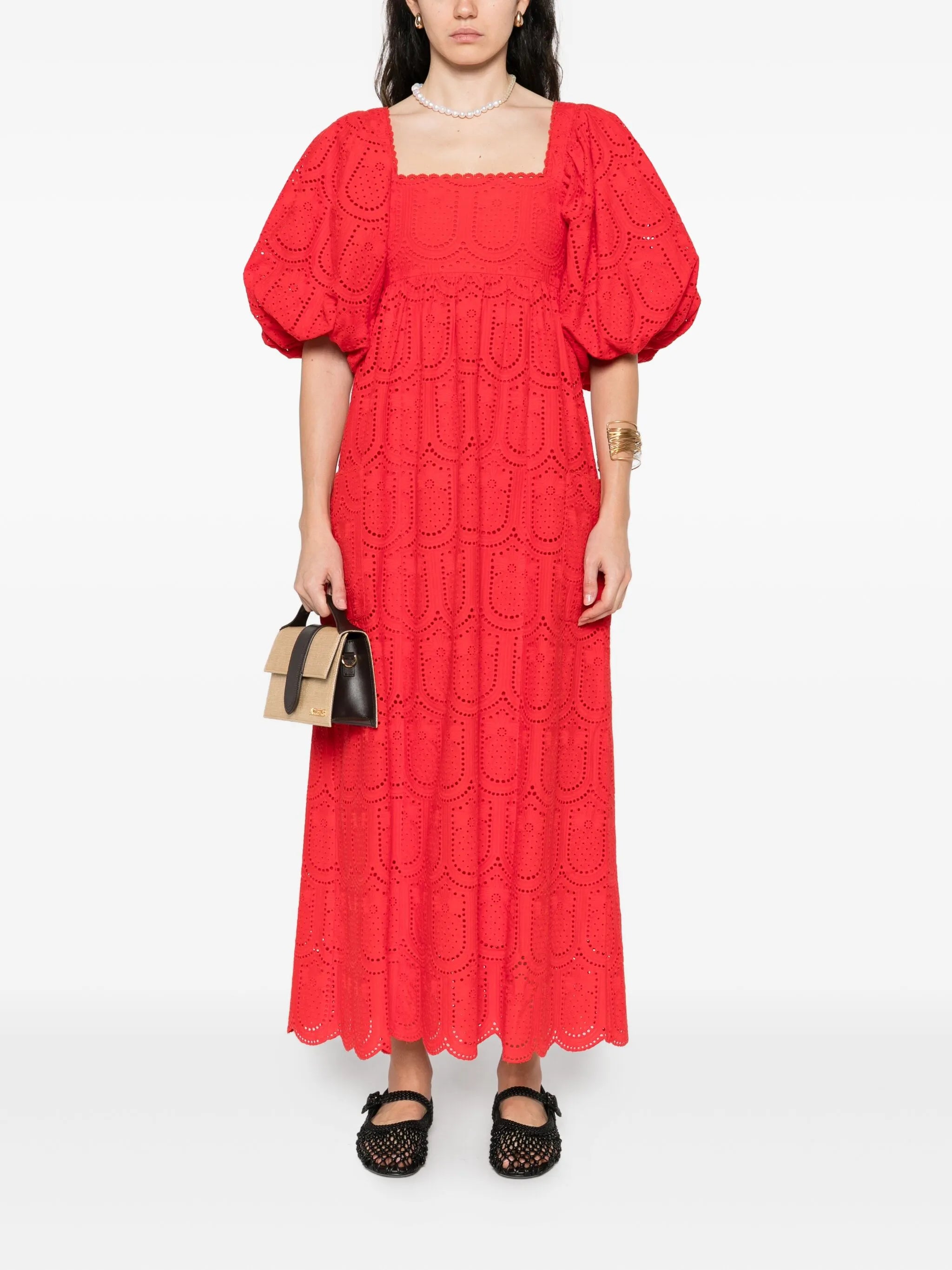 Pineapple eyelet-detail dress