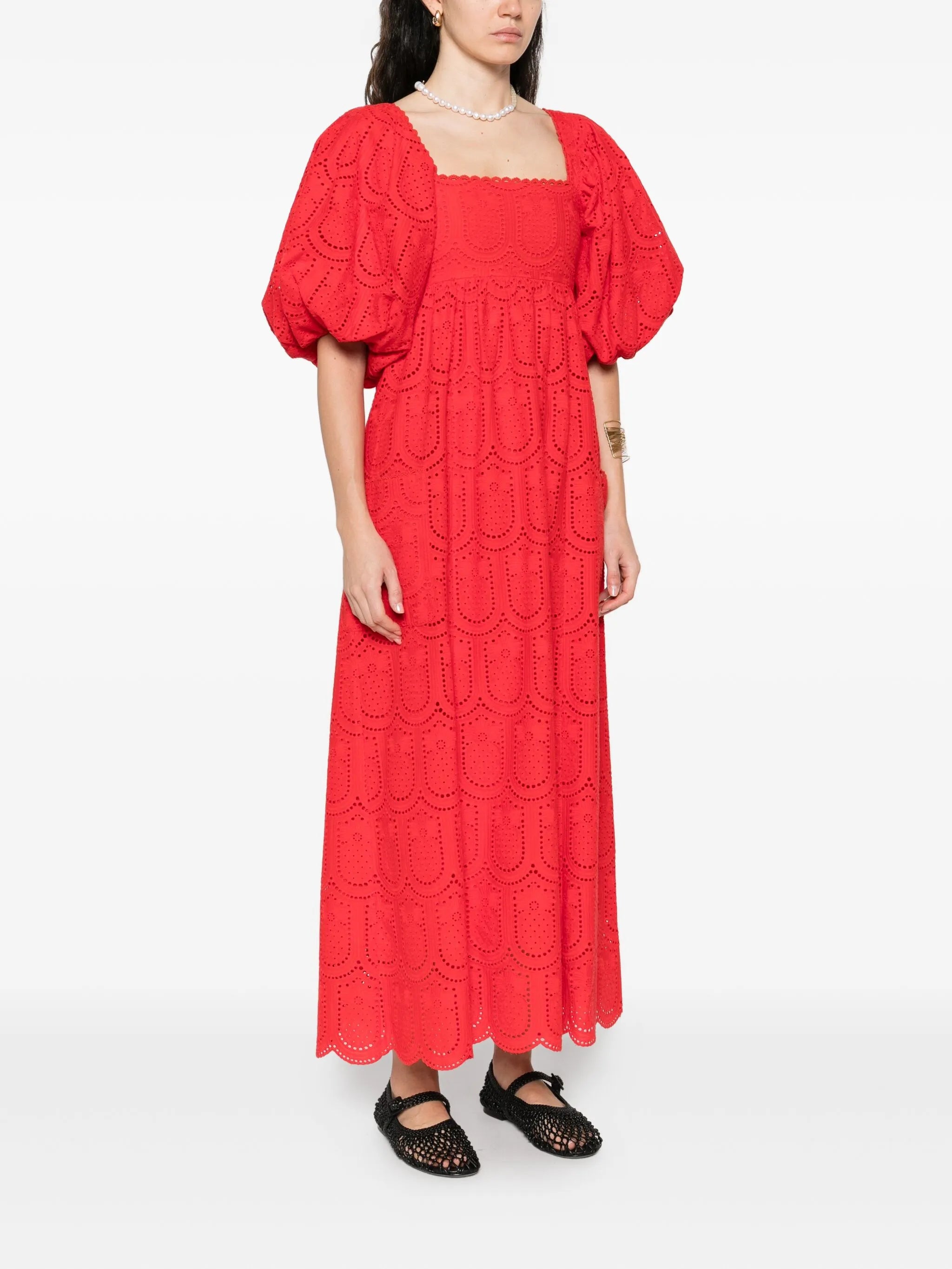 Pineapple eyelet-detail dress