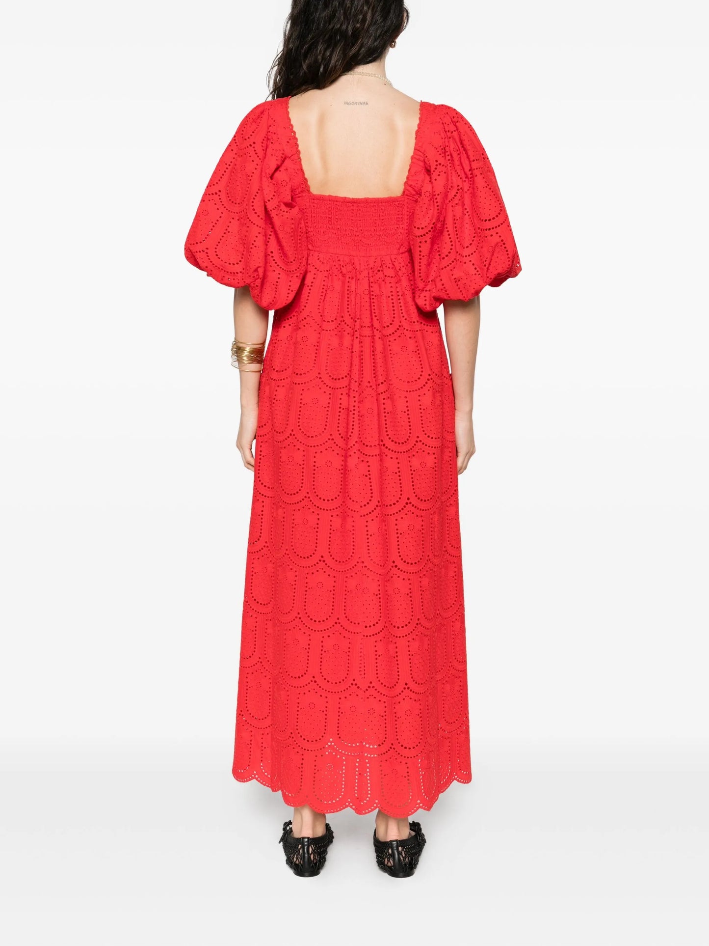 Pineapple eyelet-detail dress