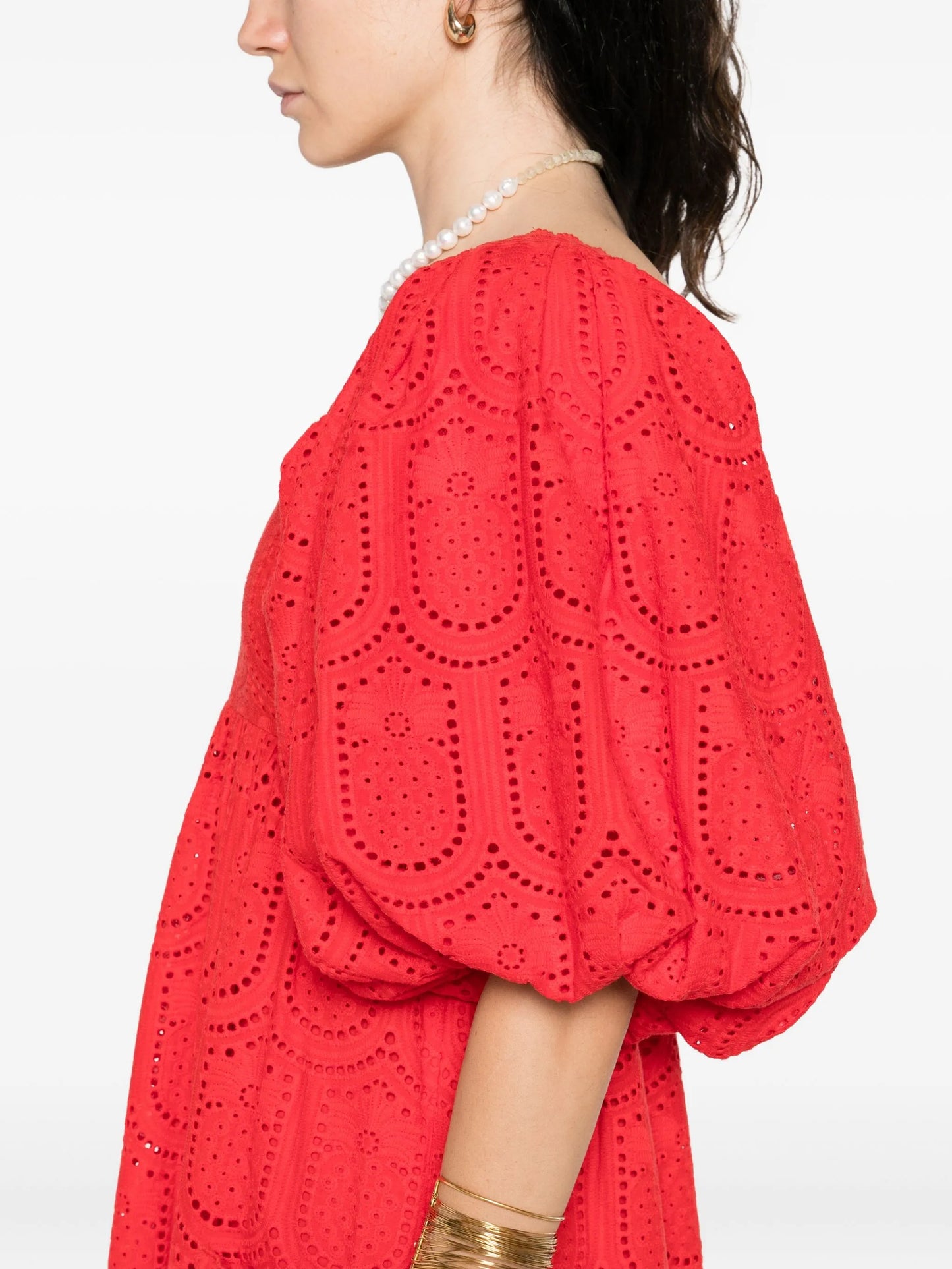 Pineapple eyelet-detail dress