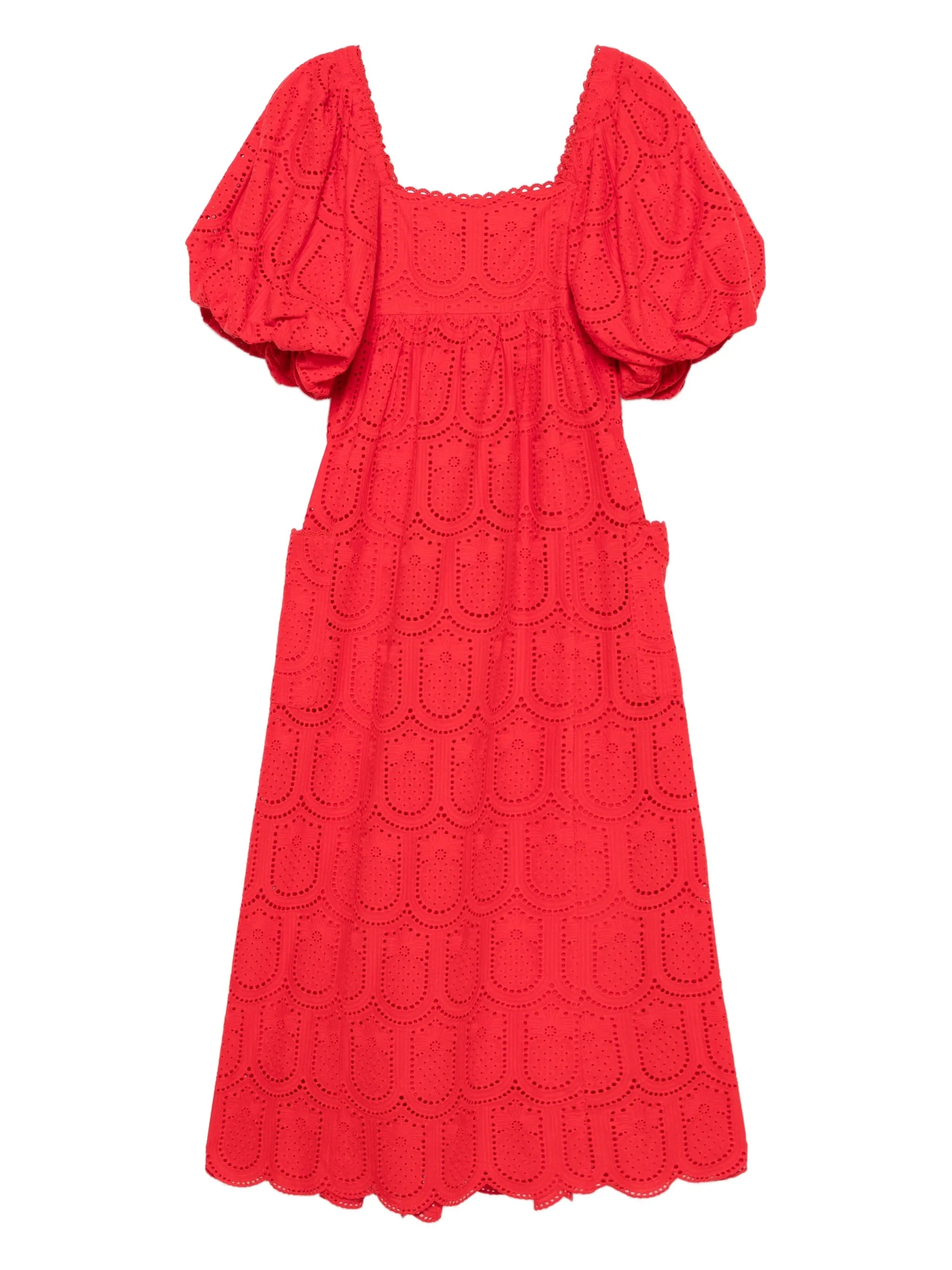 Pineapple eyelet-detail dress