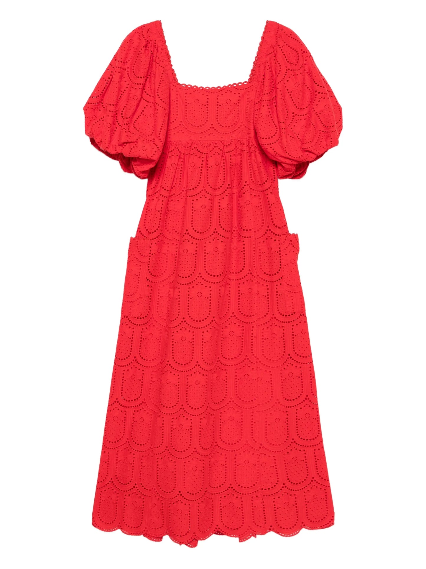 Pineapple eyelet-detail dress