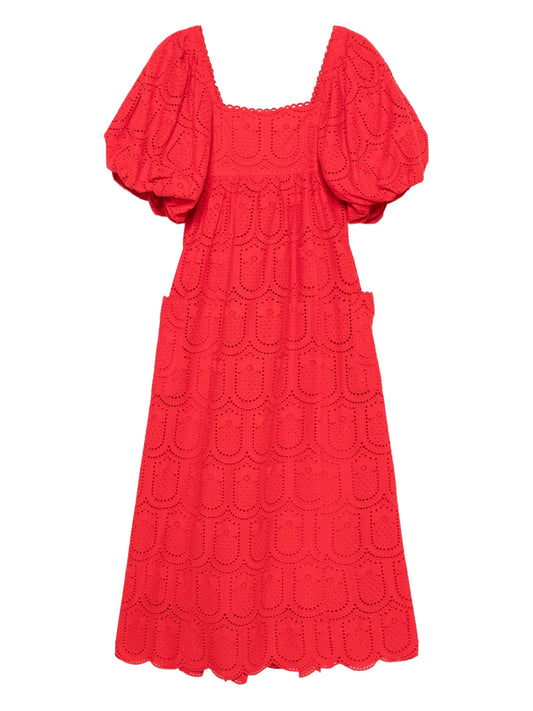 Pineapple eyelet-detail dress
