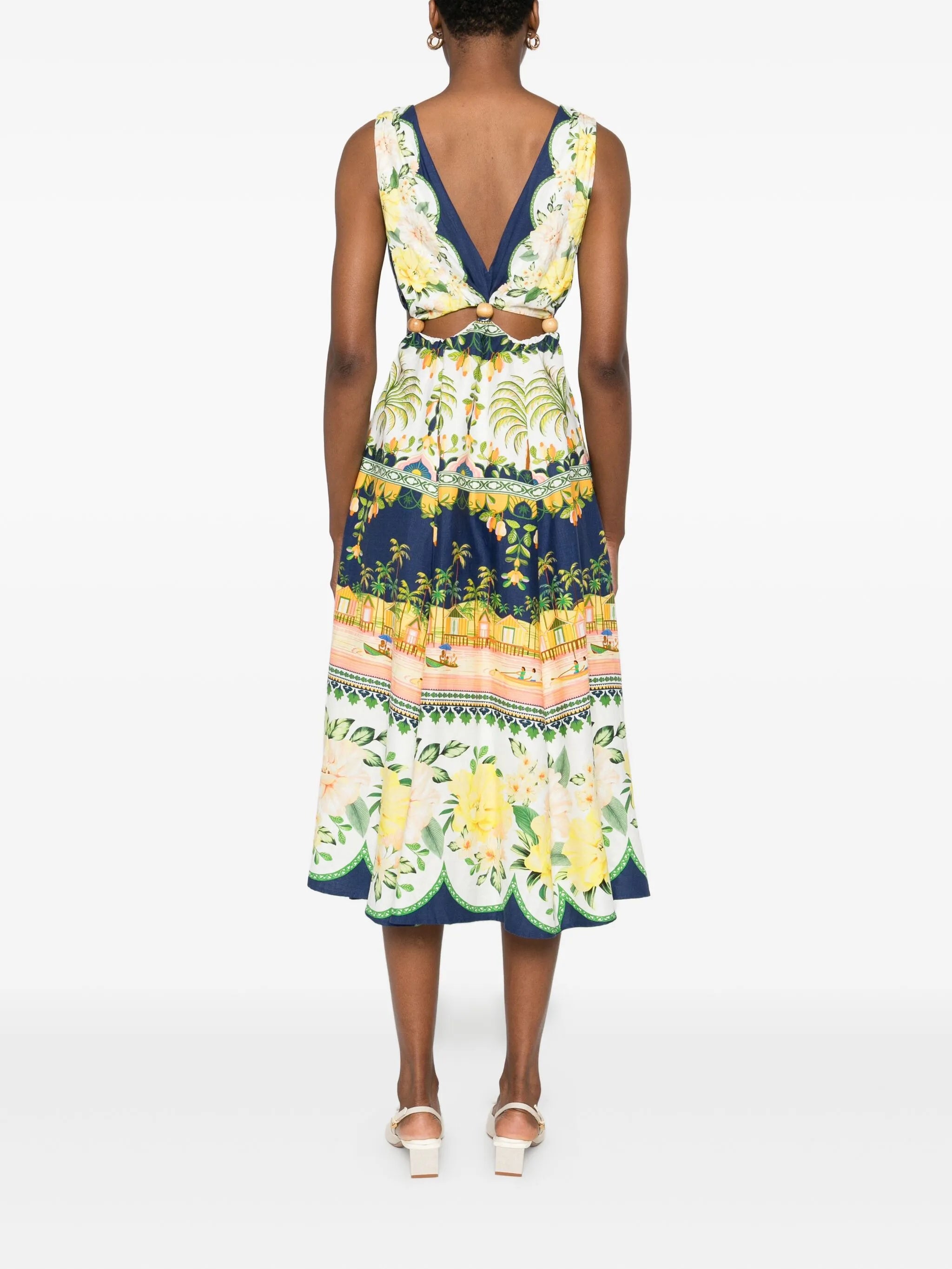 midi floral cut-out dress