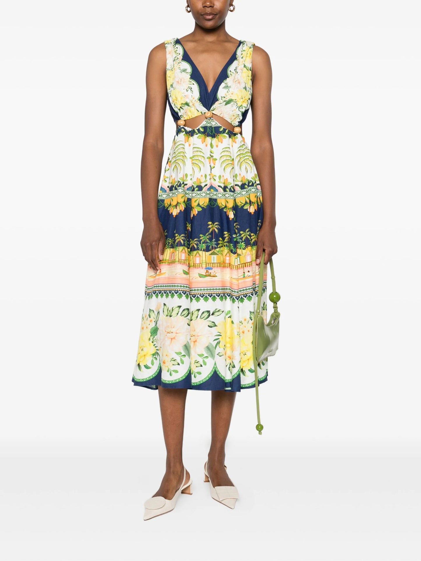 midi floral cut-out dress