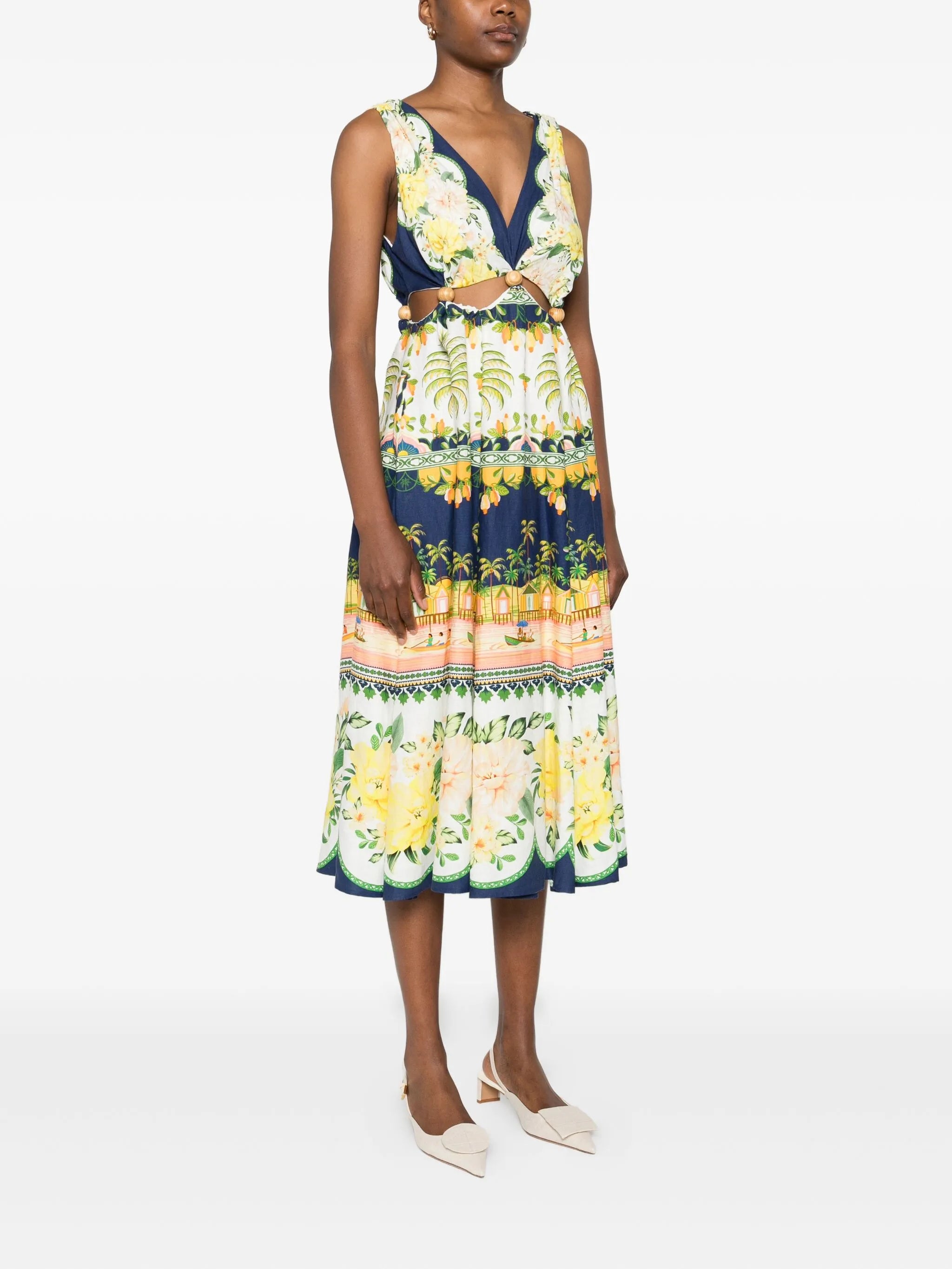 midi floral cut-out dress