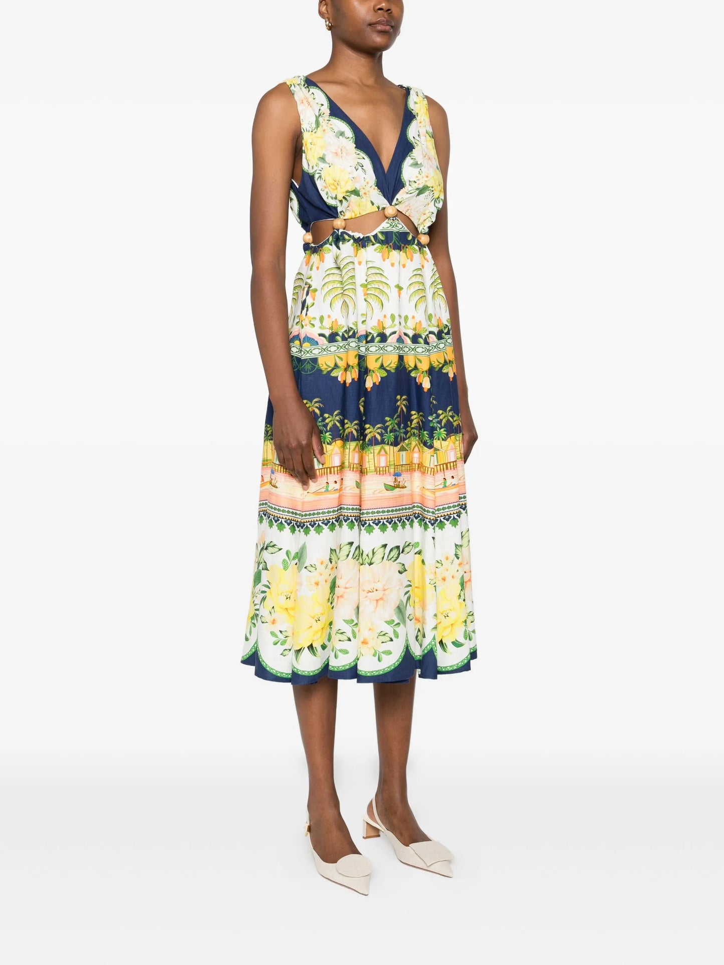 midi floral cut-out dress