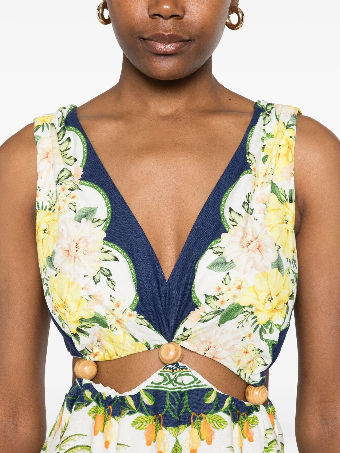 midi floral cut-out dress