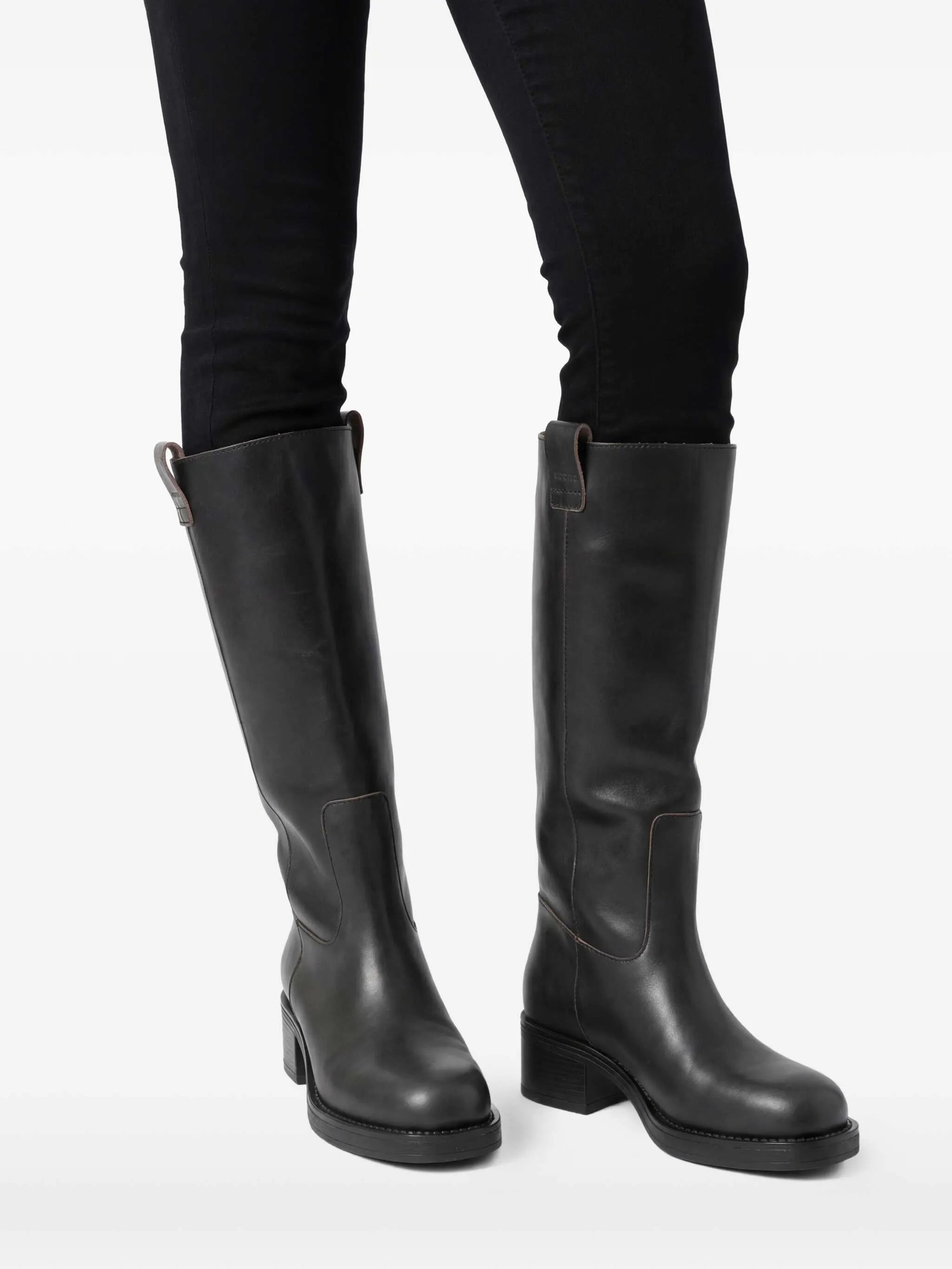 Sajan vintage effect black leather boots