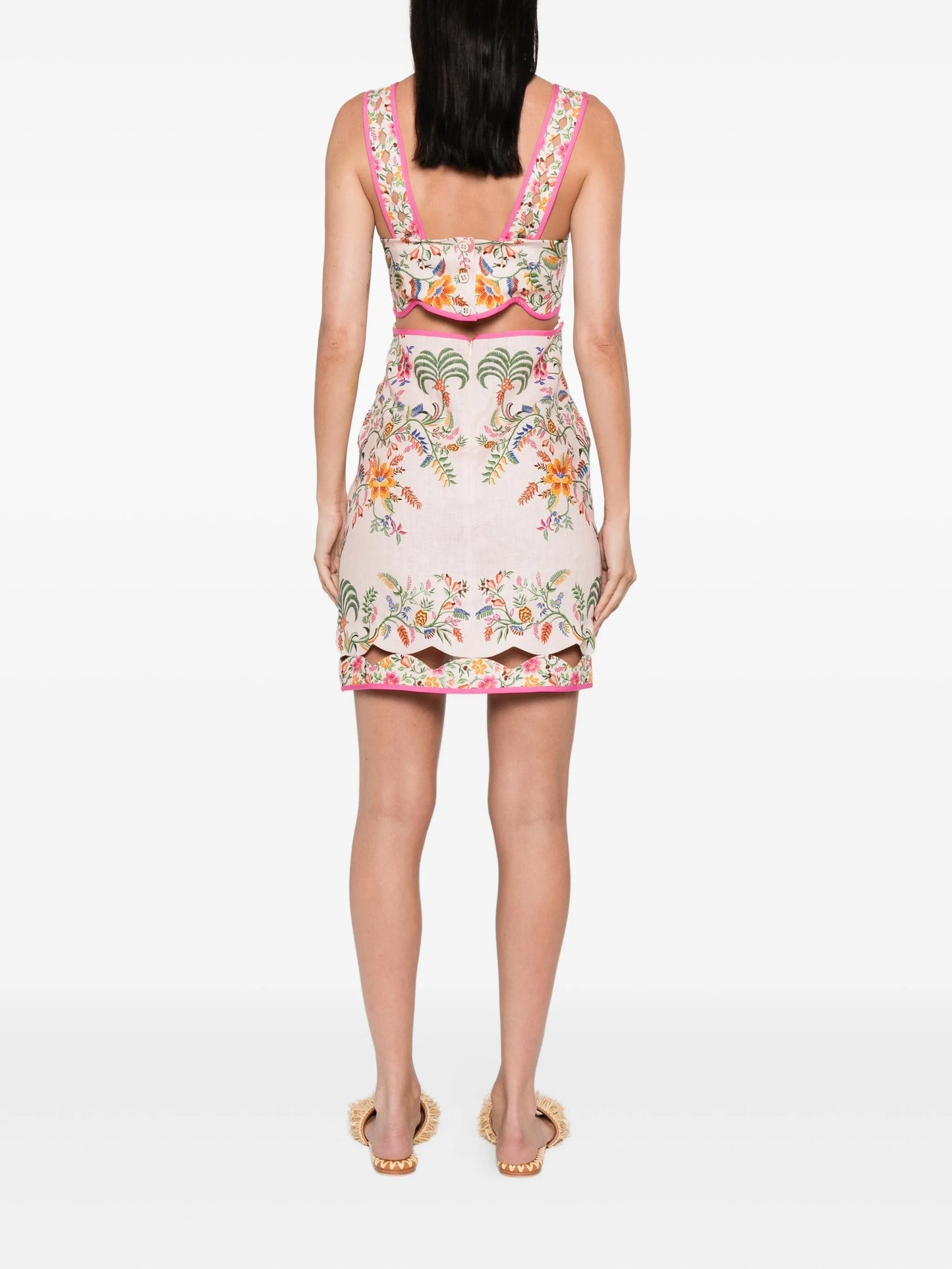 floral-embroidery mini dress