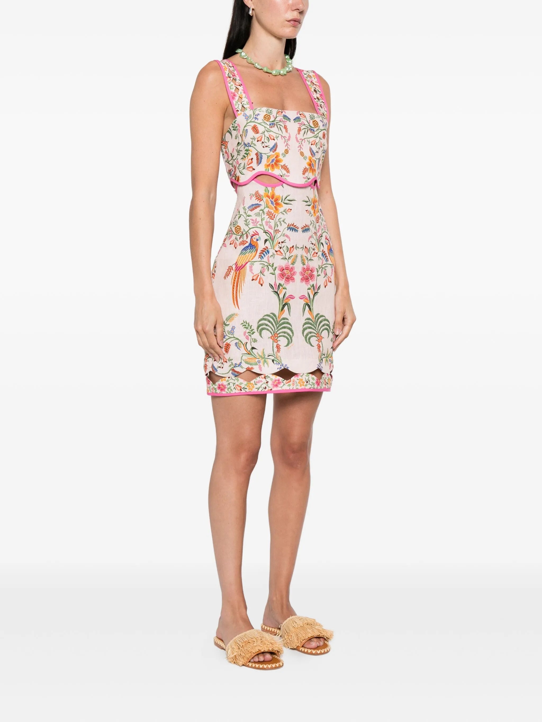 floral-embroidery mini dress