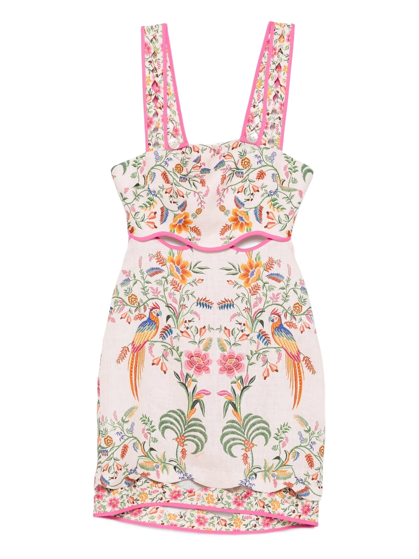 floral-embroidery mini dress