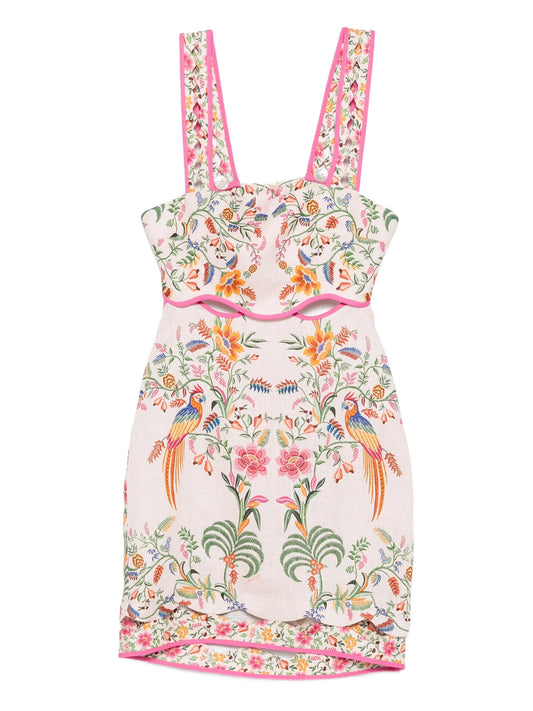 floral-embroidery mini dress