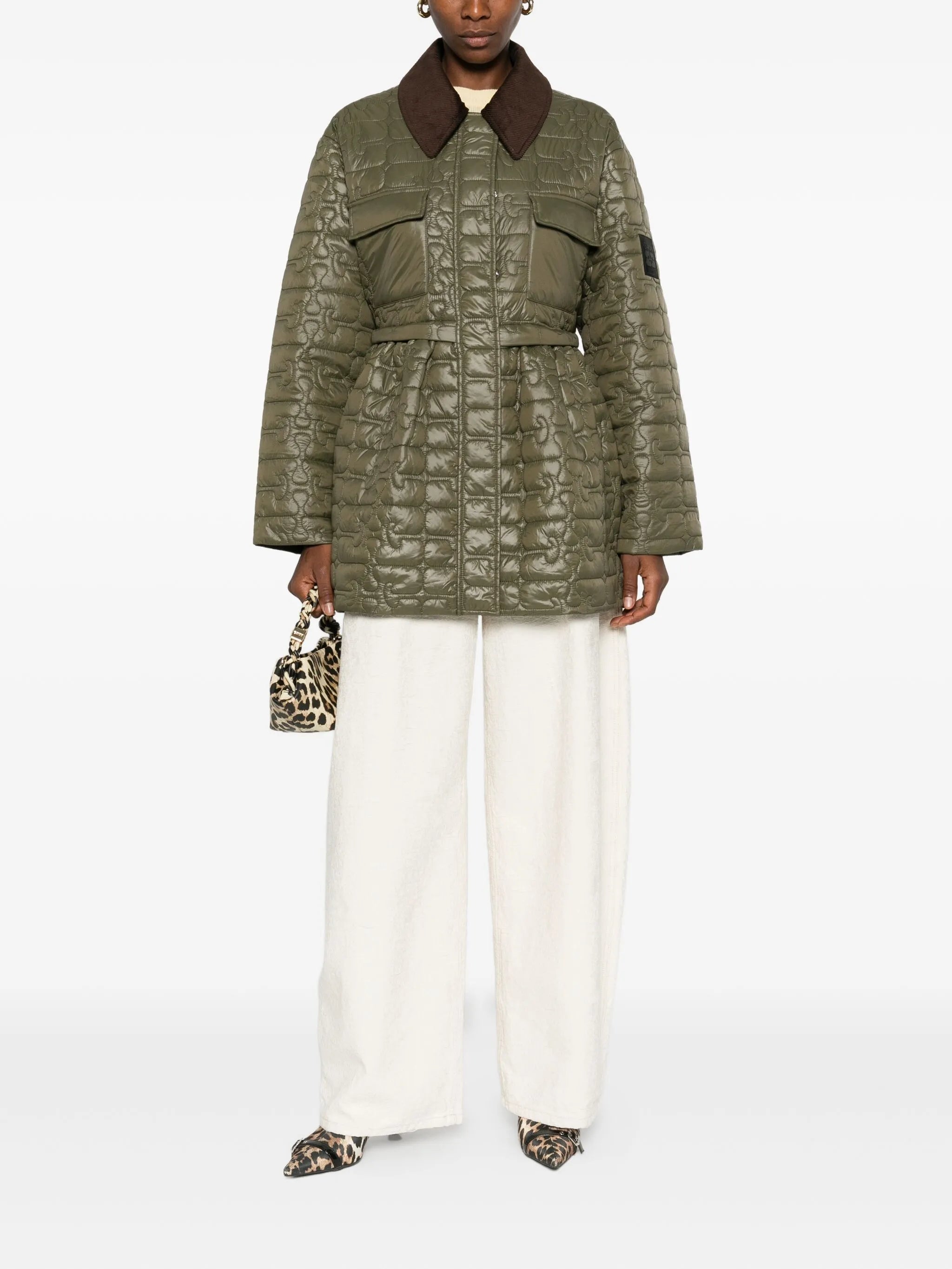 corduroy collar quilted jacket