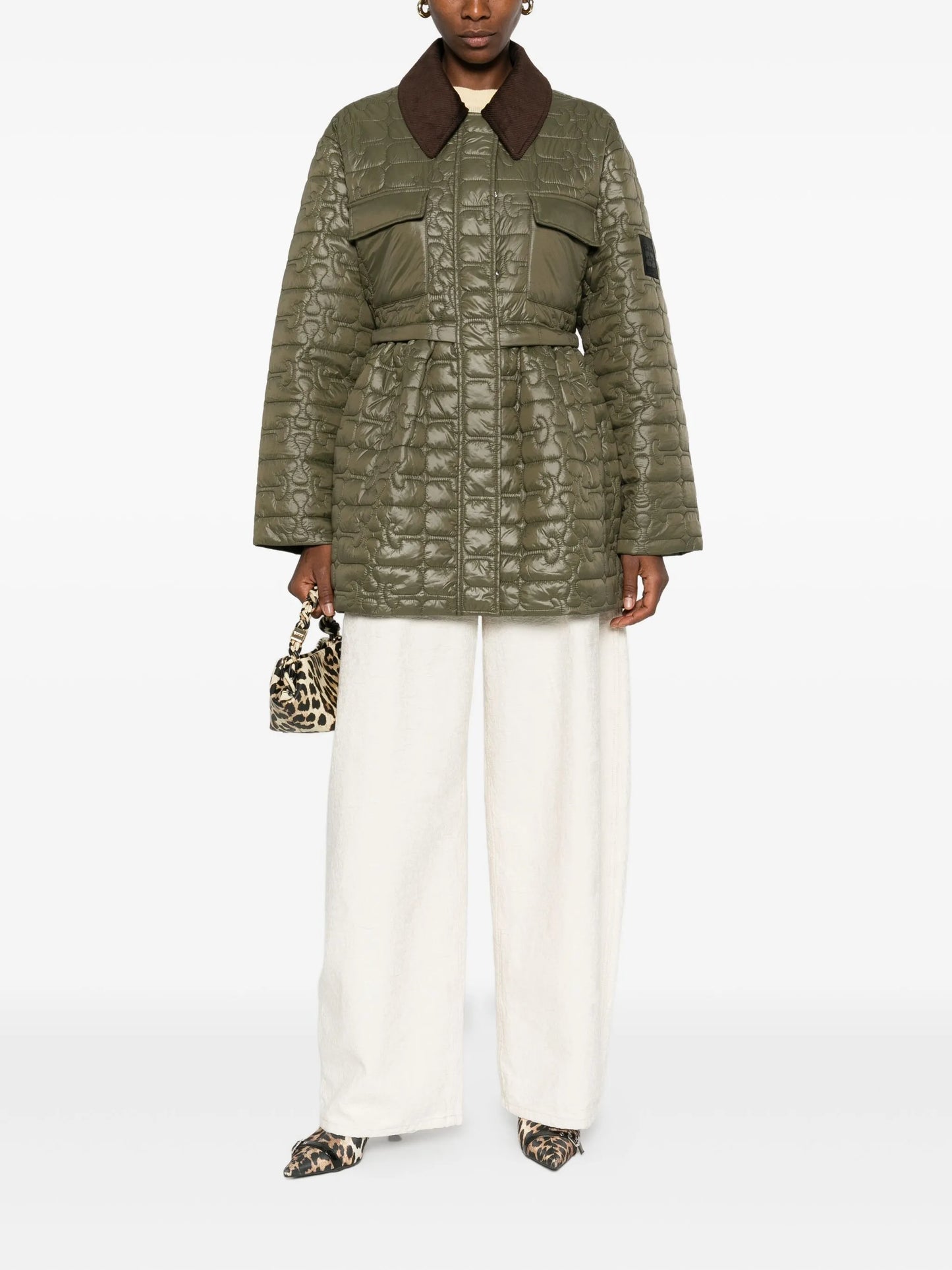 corduroy collar quilted jacket