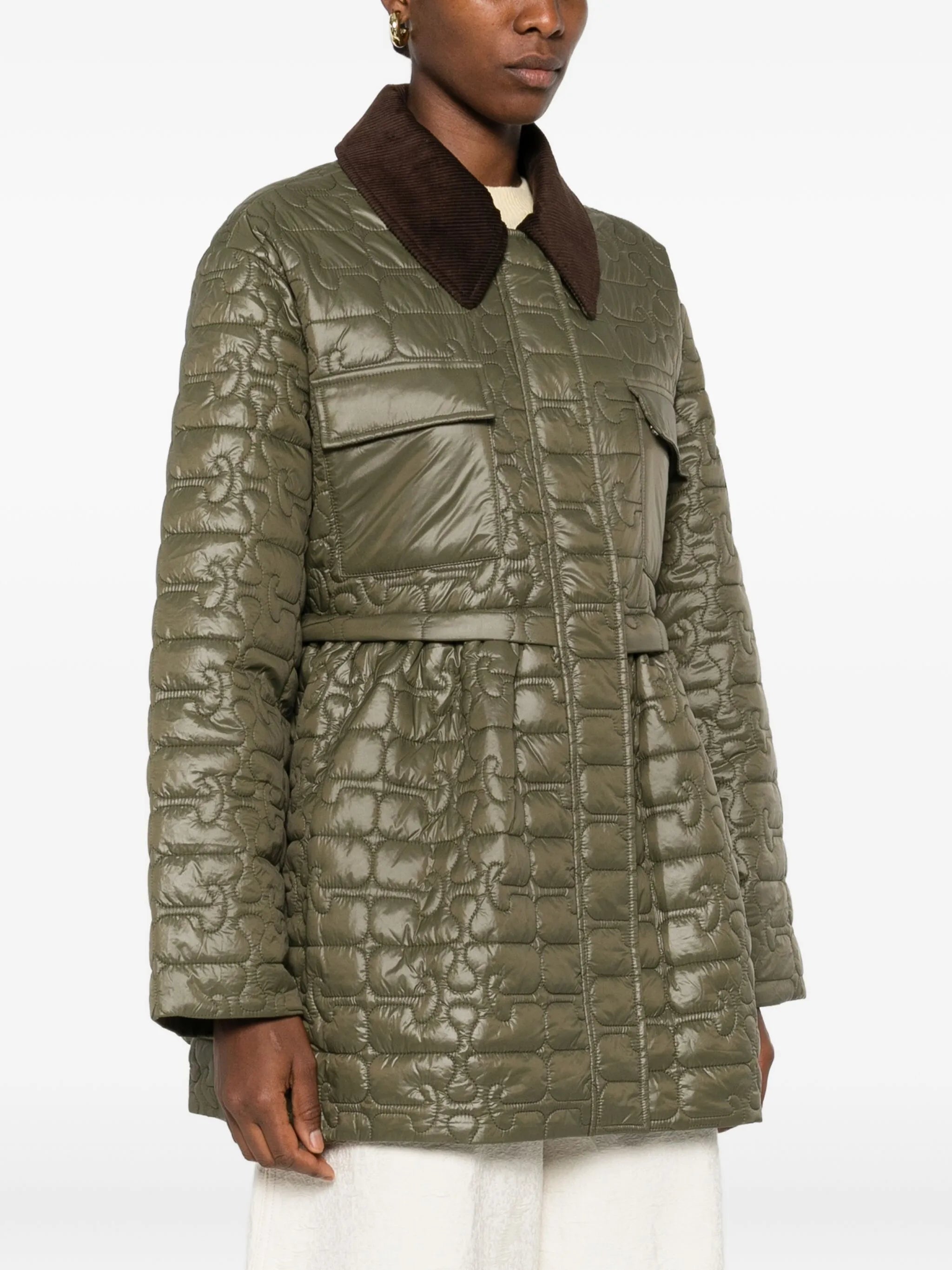 corduroy collar quilted jacket