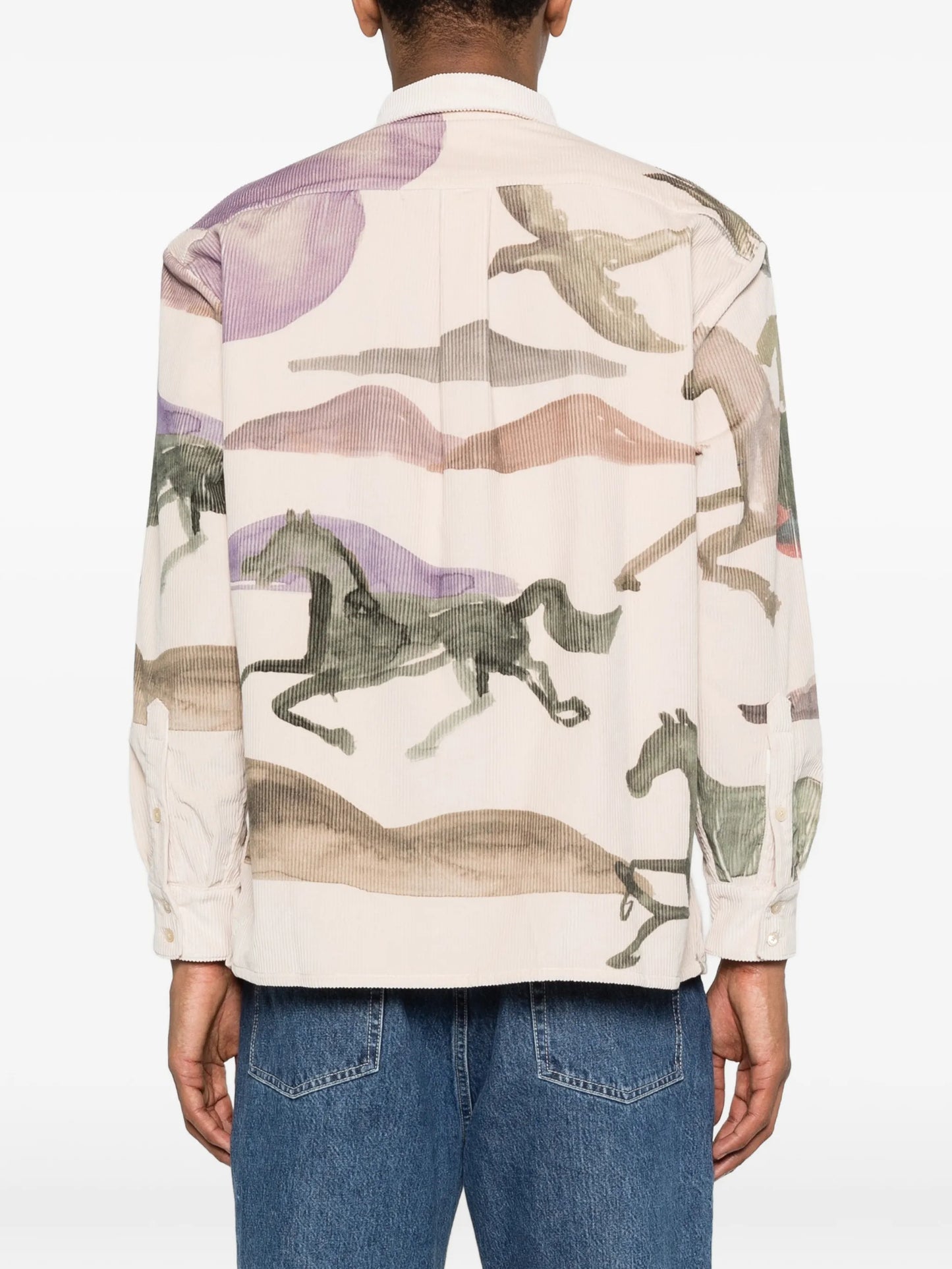 Derbin corduroy running horses-print shirt