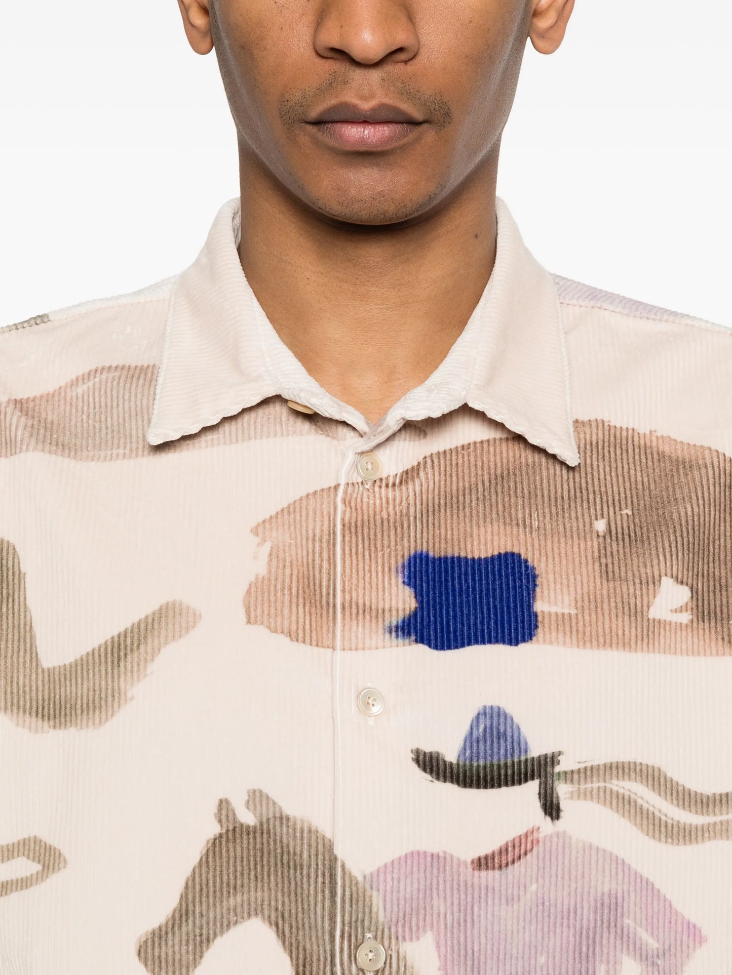 Derbin corduroy running horses-print shirt