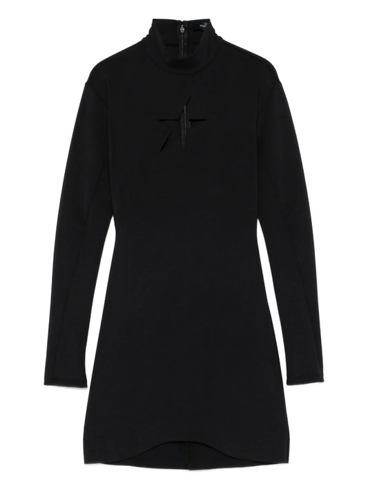 keyhole-neck long-sleeve dress
