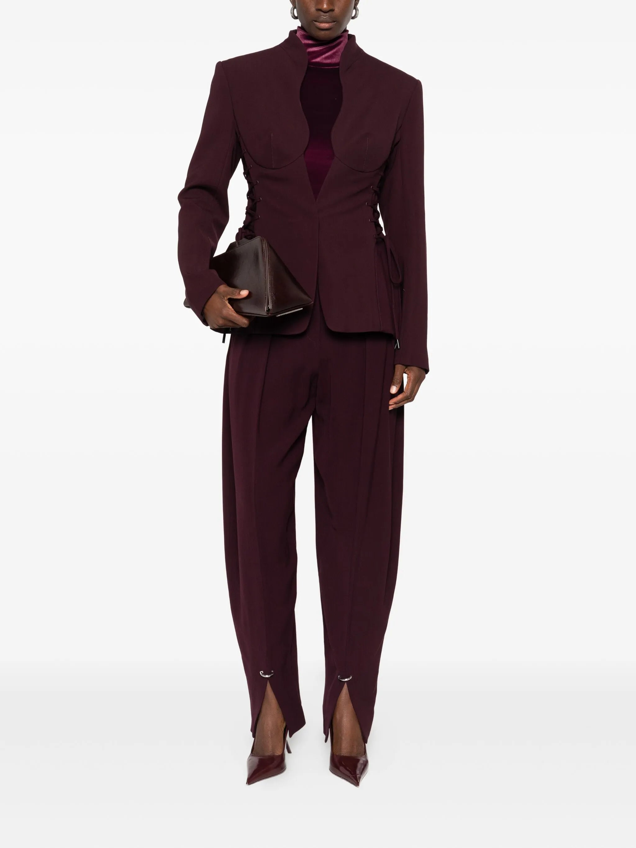 pleated split-hem trousers