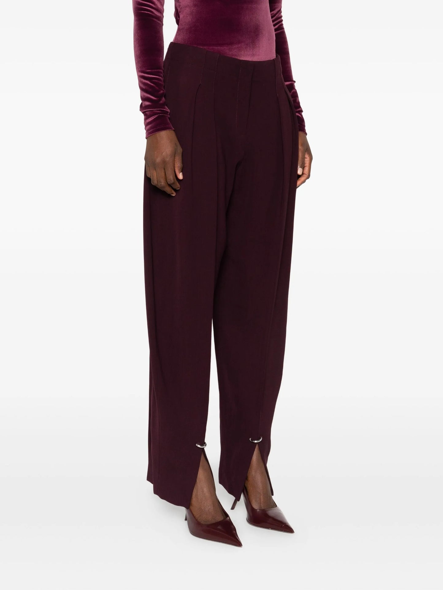 pleated split-hem trousers